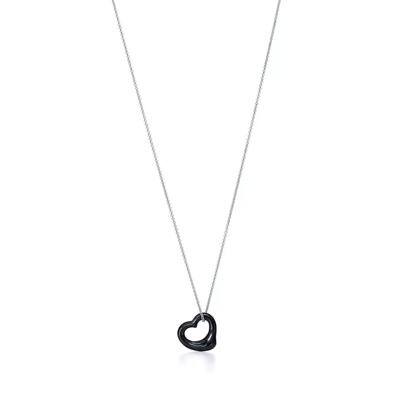 Tiffany & Co. Elsa Peretti® Open Heart pendant of black jade and sterling silver. | ^ Necklaces & Pendants | Sterling Silver Jewelry