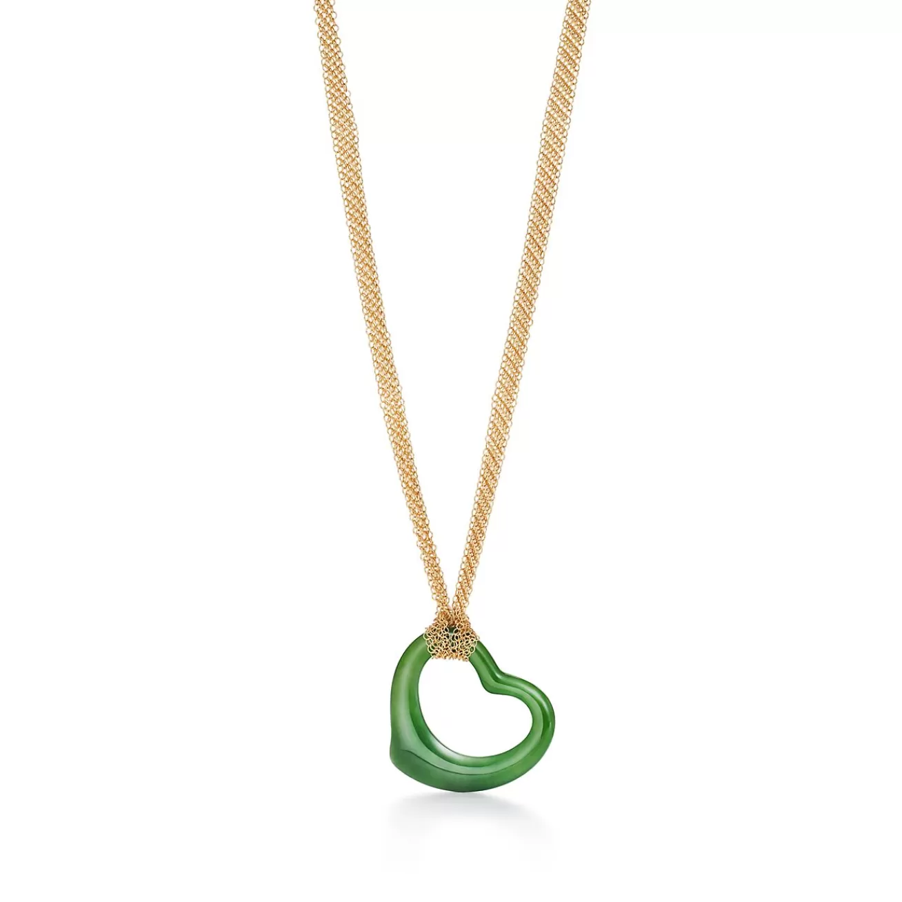 Tiffany & Co. Elsa Peretti® Open Heart pendant of green jade and 18k gold. | ^ Necklaces & Pendants | Gold Jewelry