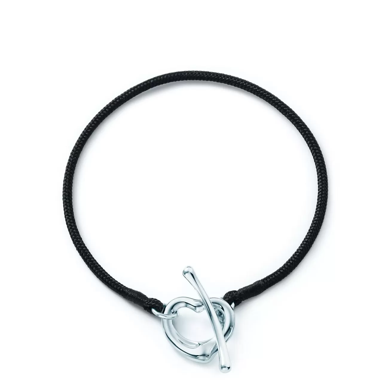 Tiffany & Co. Elsa Peretti® Open Heart silk bracelet with sterling silver, medium. | ^ Bracelets | Sterling Silver Jewelry