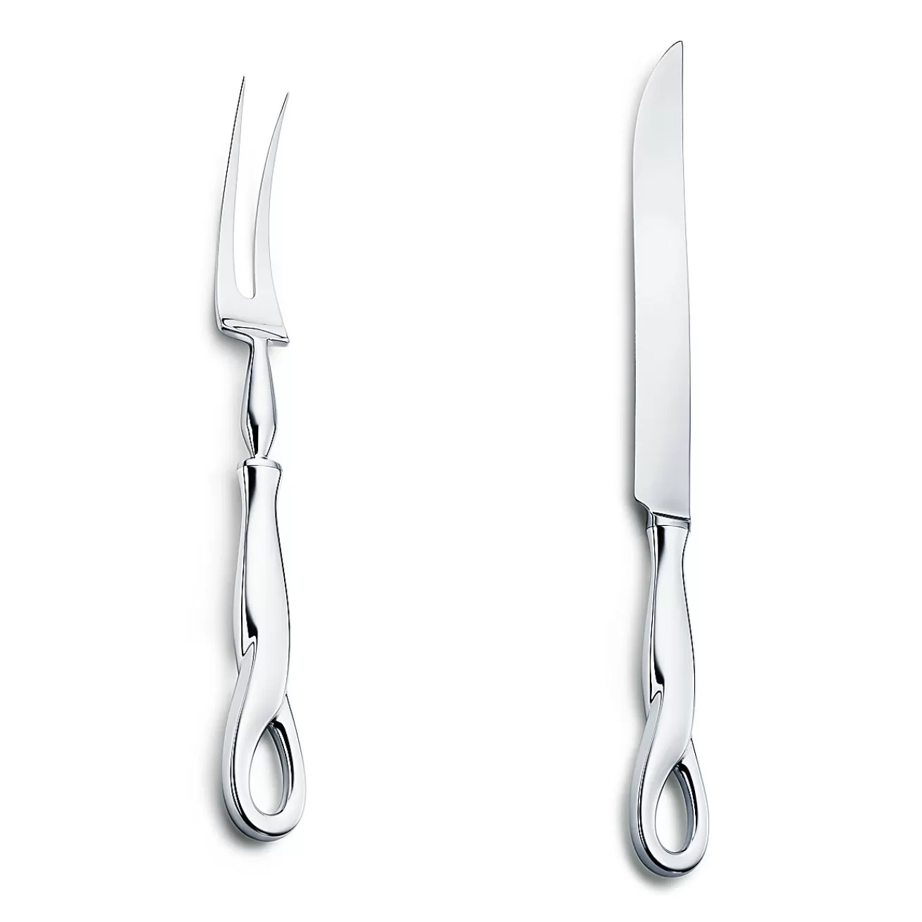 Tiffany & Co. Elsa Peretti® Padova™ carving knife and fork set in sterling silver. | ^ Tableware | Flatware & Trays