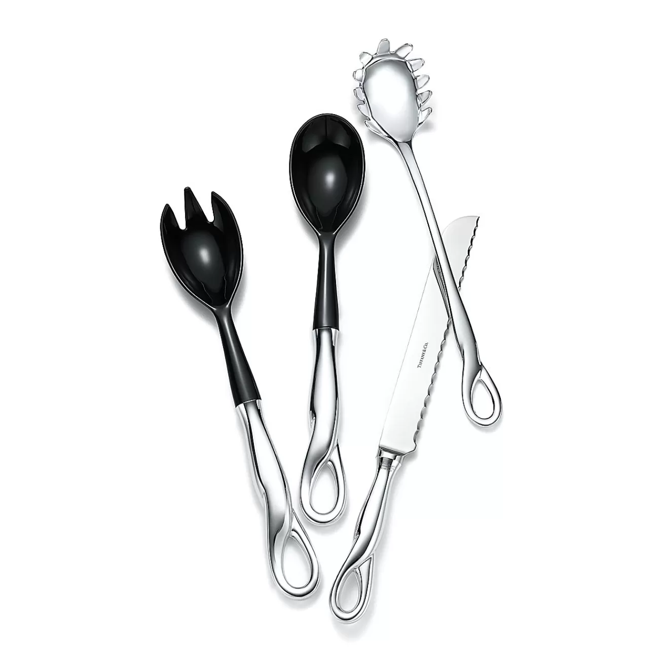 Tiffany & Co. Elsa Peretti® Padova™ salad serving fork in sterling silver and resin. | ^ Tableware | Flatware & Trays