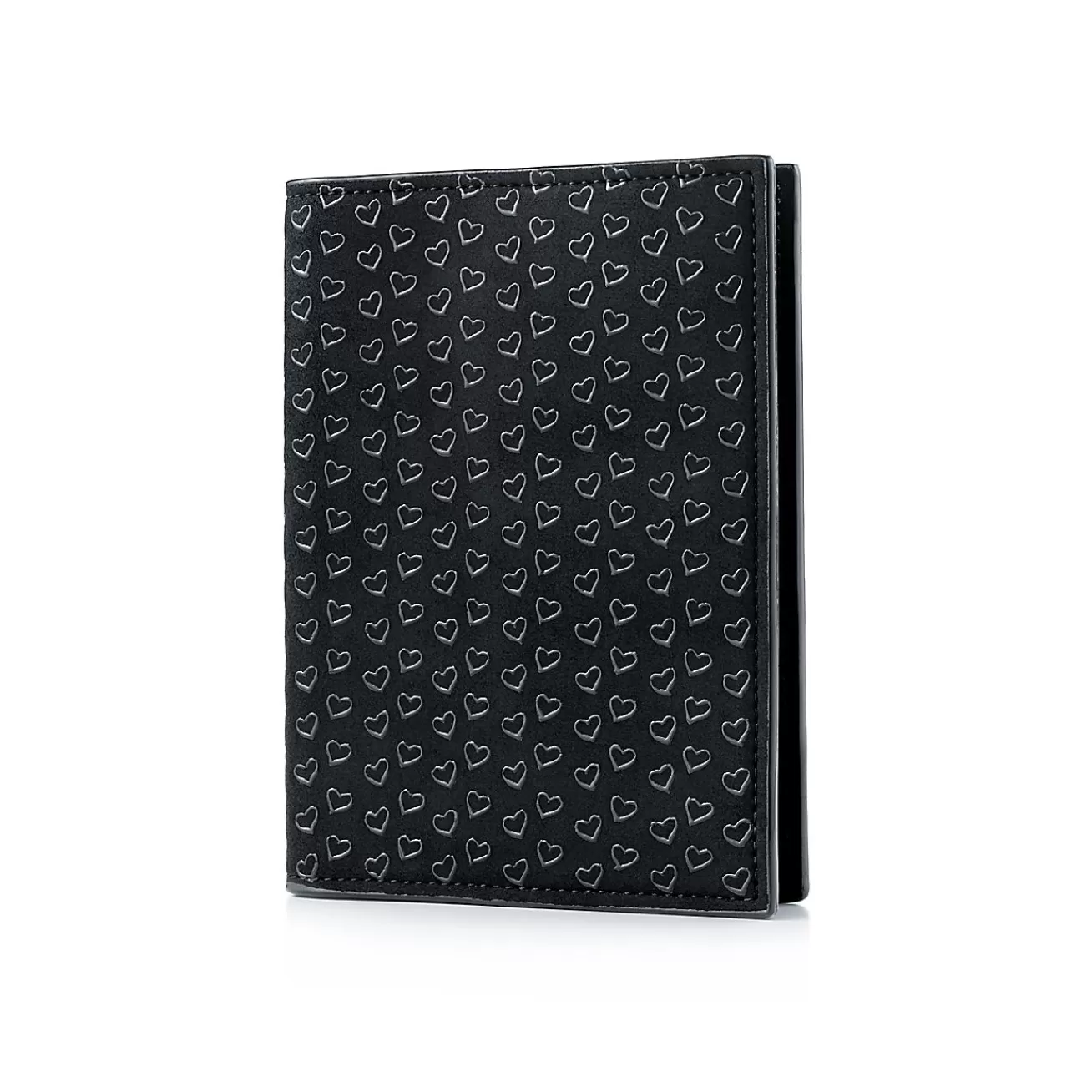 Tiffany & Co. Elsa Peretti® passport cover in black leather with lacquered Open Hearts. | ^Women Small Leather Goods | Women's Accessories
