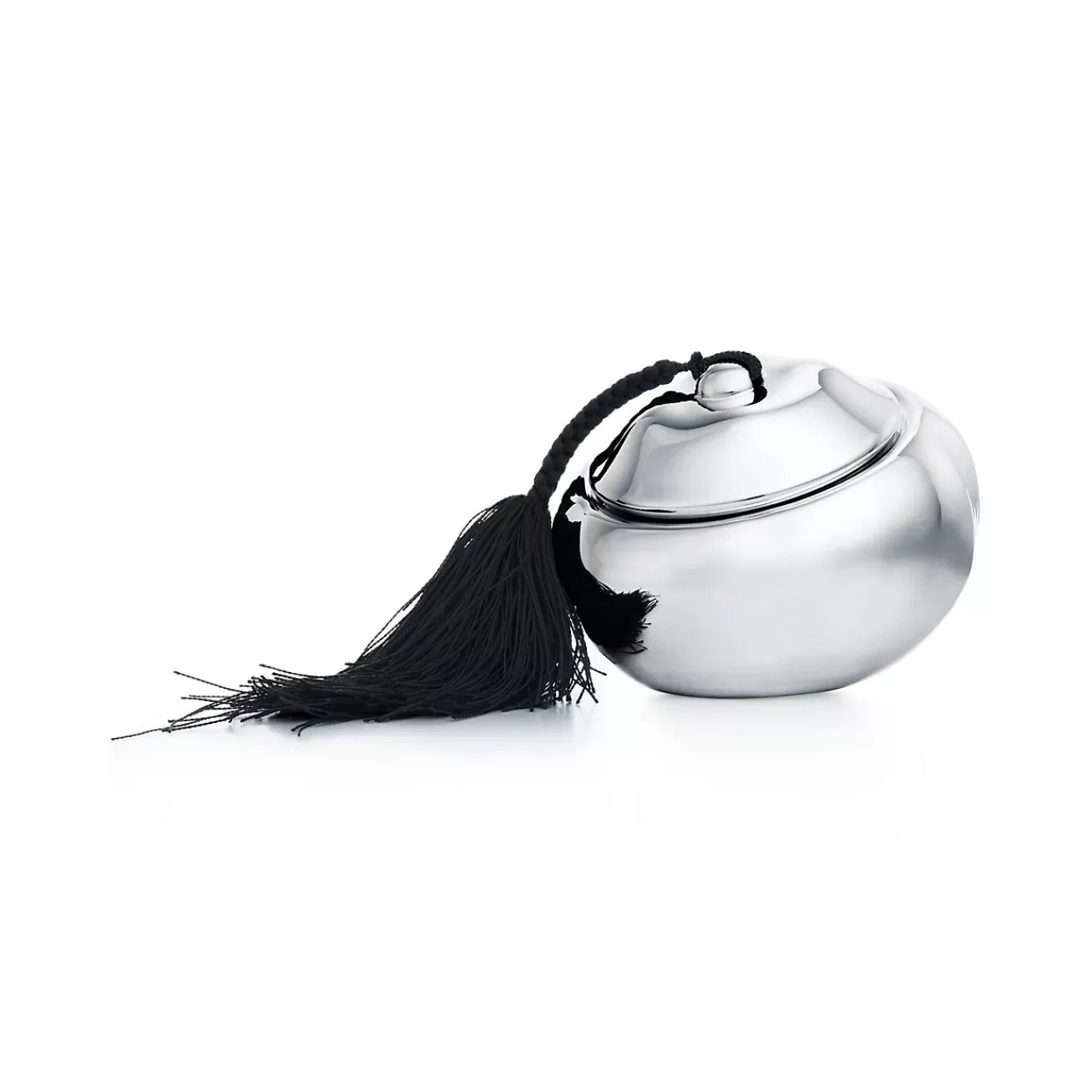 Tiffany & Co. Elsa Peretti® Pumpkin box in sterling silver with black silk tassel. | ^ Decor | Elsa Peretti Home