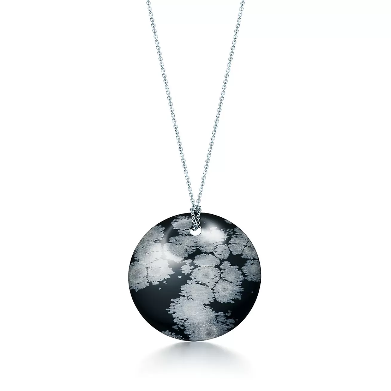 Tiffany & Co. Elsa Peretti® Round pendant of snowflake obsidian and sterling silver. | ^ Necklaces & Pendants | Sterling Silver Jewelry