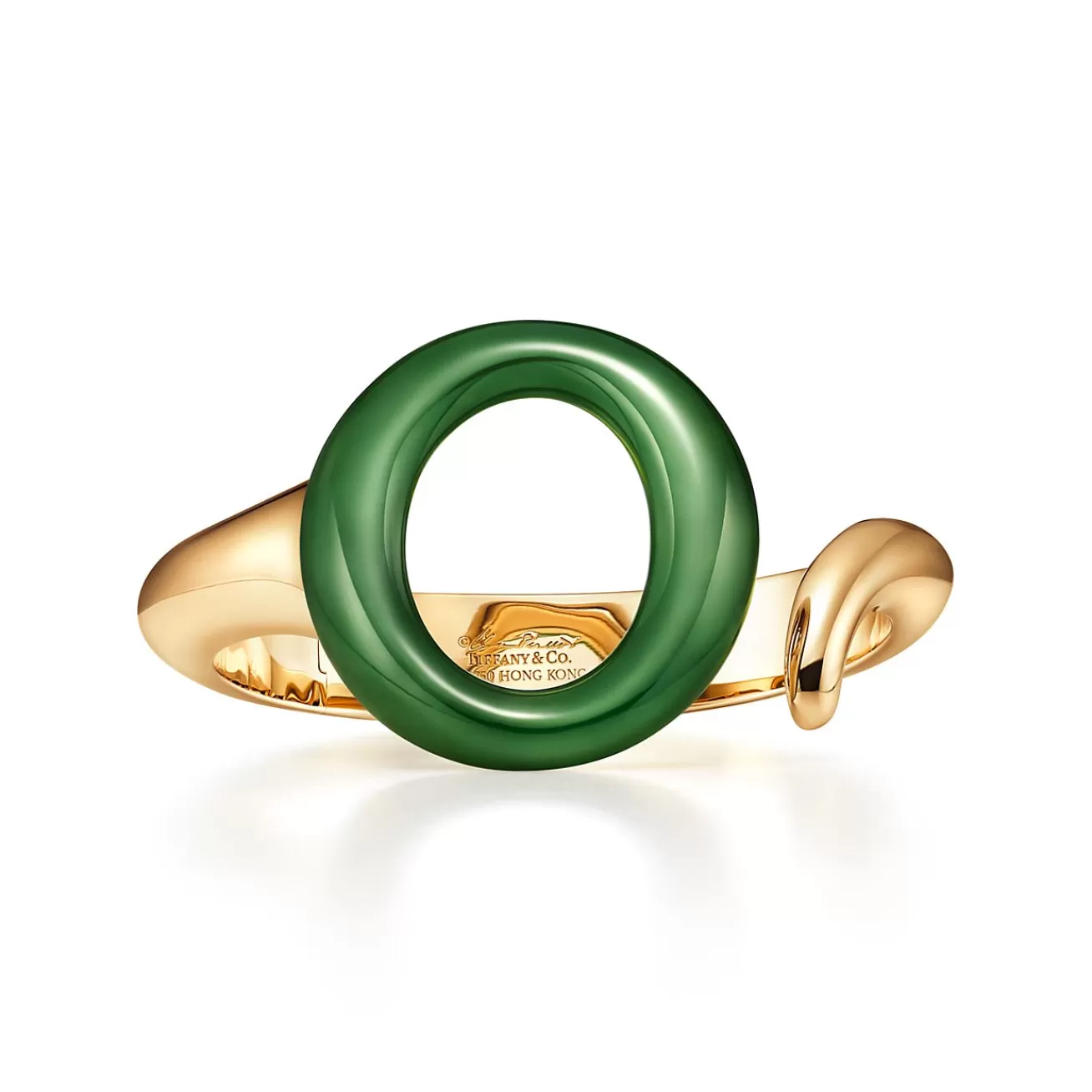 Tiffany & Co. Elsa Peretti® Sevillana™ cuff in 18k gold with green jade. | ^ Bracelets | Gold Jewelry
