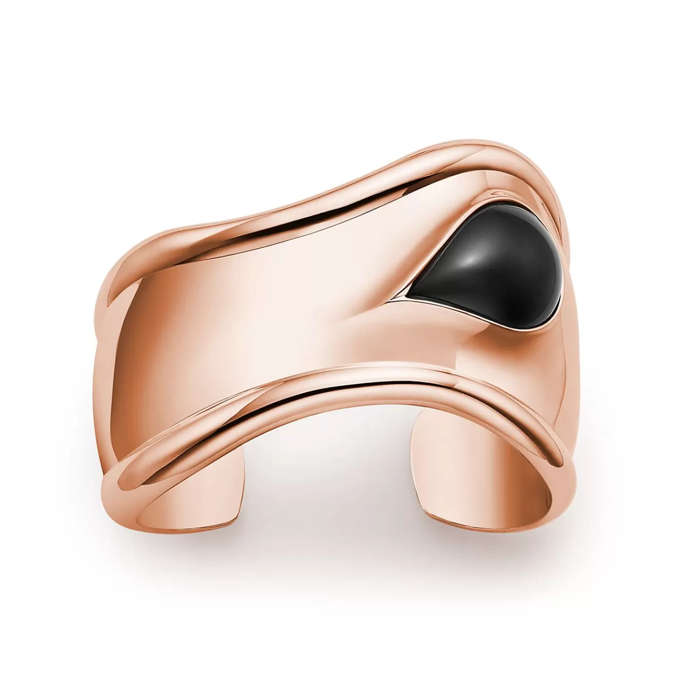 Tiffany & Co. Elsa Peretti® Small Bone Cuff in Rose Gold with Black Jade, 43 mm Wide | ^ Bracelets | Rose Gold Jewelry