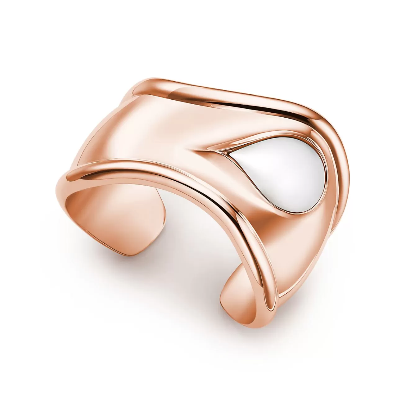 Tiffany & Co. Elsa Peretti® Small Bone Cuff in Rose Gold with White Jade, 43 mm Wide | ^ Bracelets | Rose Gold Jewelry