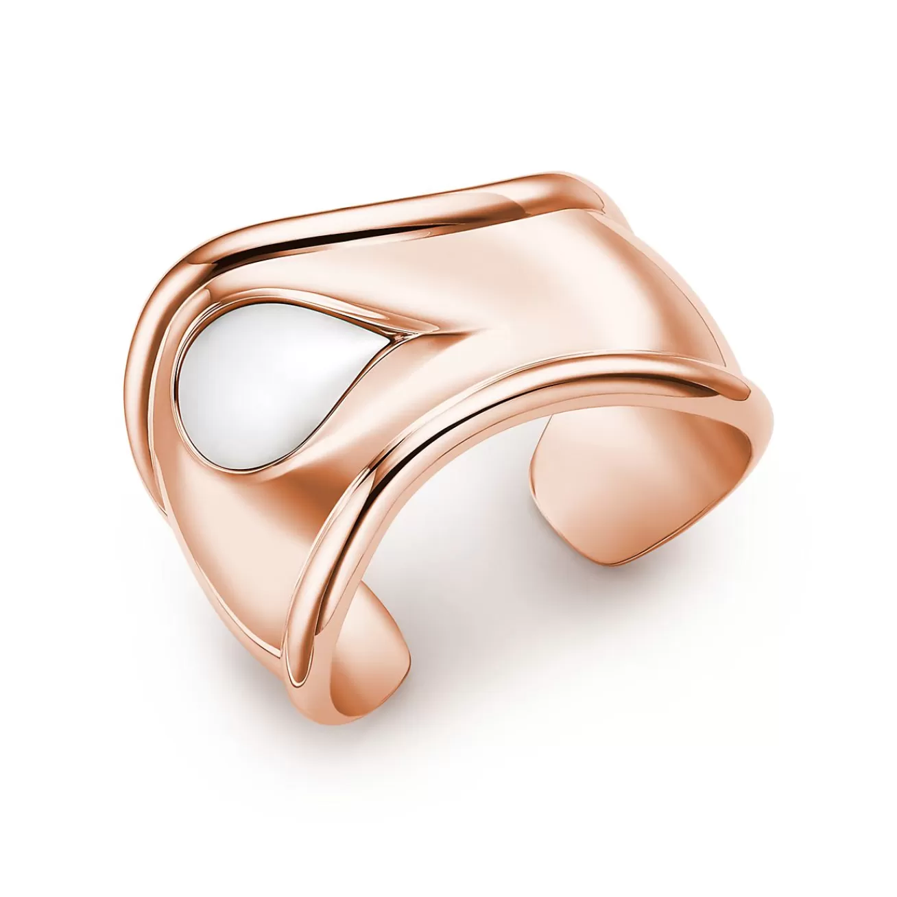 Tiffany & Co. Elsa Peretti® Small Bone Cuff in Rose Gold with White Jade, 43 mm Wide | ^ Bracelets | Rose Gold Jewelry