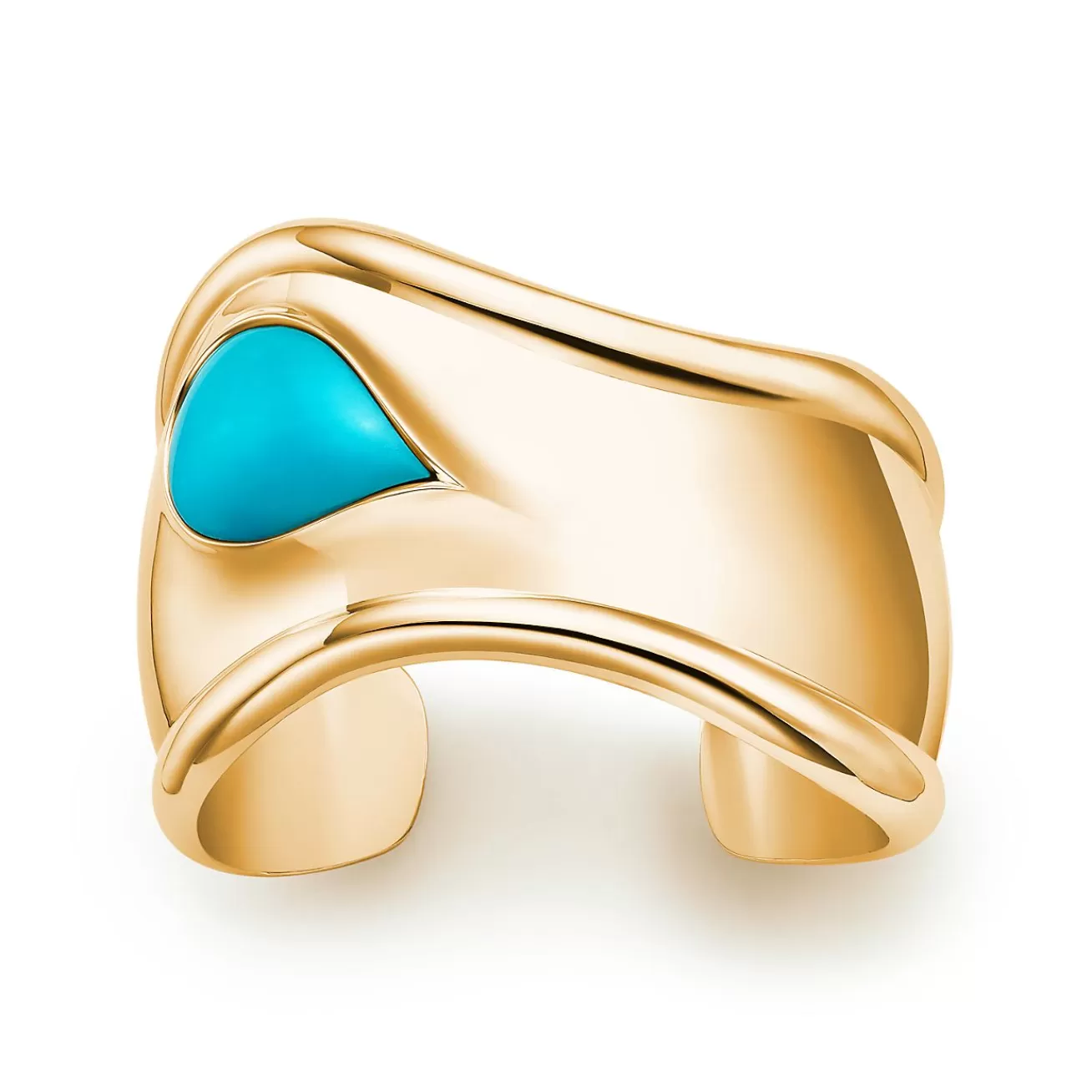 Tiffany & Co. Elsa Peretti® Small Bone Cuff in Yellow Gold with Turquoise, 43 mm Wide | ^ Bracelets | Gold Jewelry