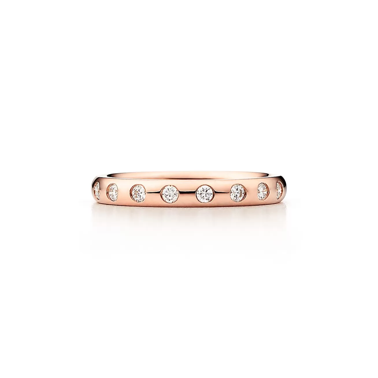 Tiffany & Co. Elsa Peretti® stacking band ring in 18k rose gold with eight diamonds. | ^Women Rings | Stacking Rings
