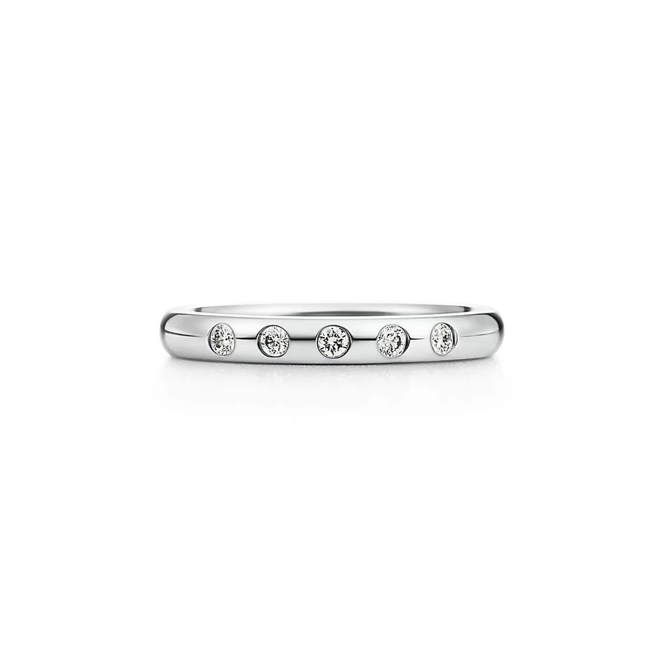 Tiffany & Co. Elsa Peretti® stacking band ring in platinum with diamonds. | ^Women Rings | Stacking Rings