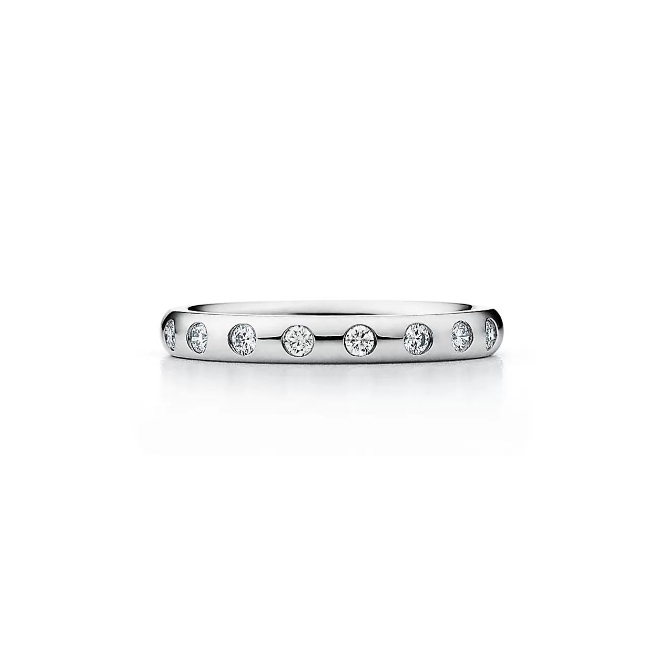 Tiffany & Co. Elsa Peretti® stacking band ring in platinum with eight diamonds. | ^Women Rings | Platinum Jewelry