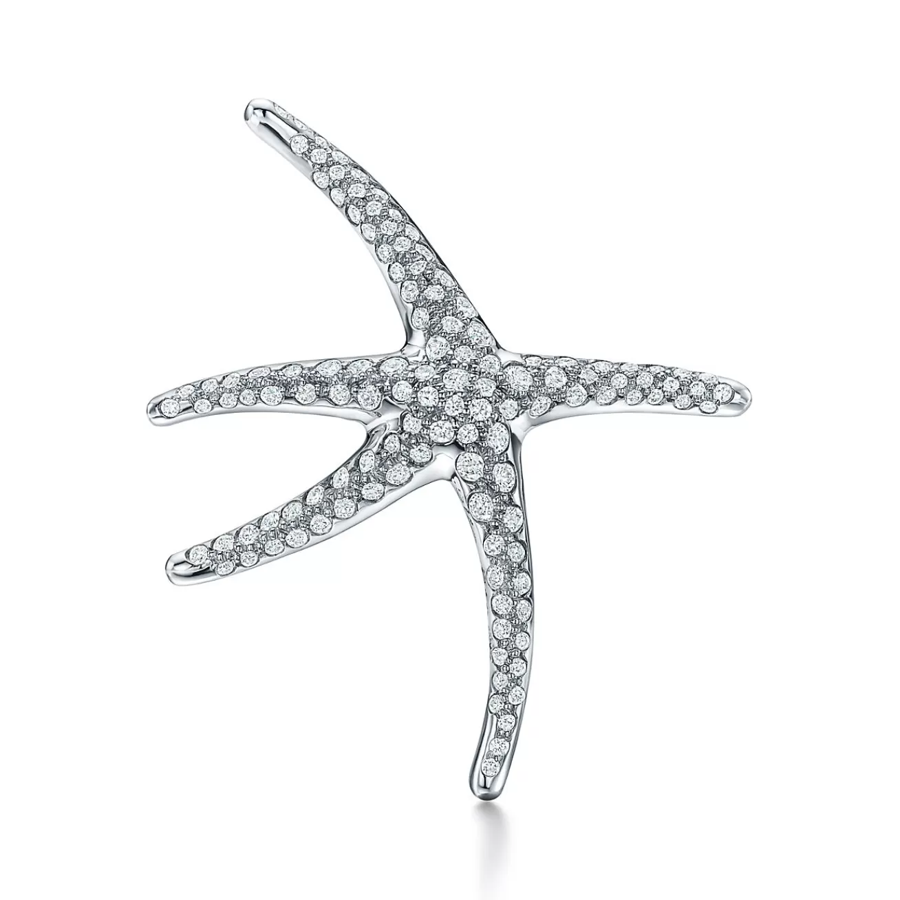 Tiffany & Co. Elsa Peretti® Starfish brooch in platinum with pavé diamonds. | ^ Brooches | Platinum Jewelry