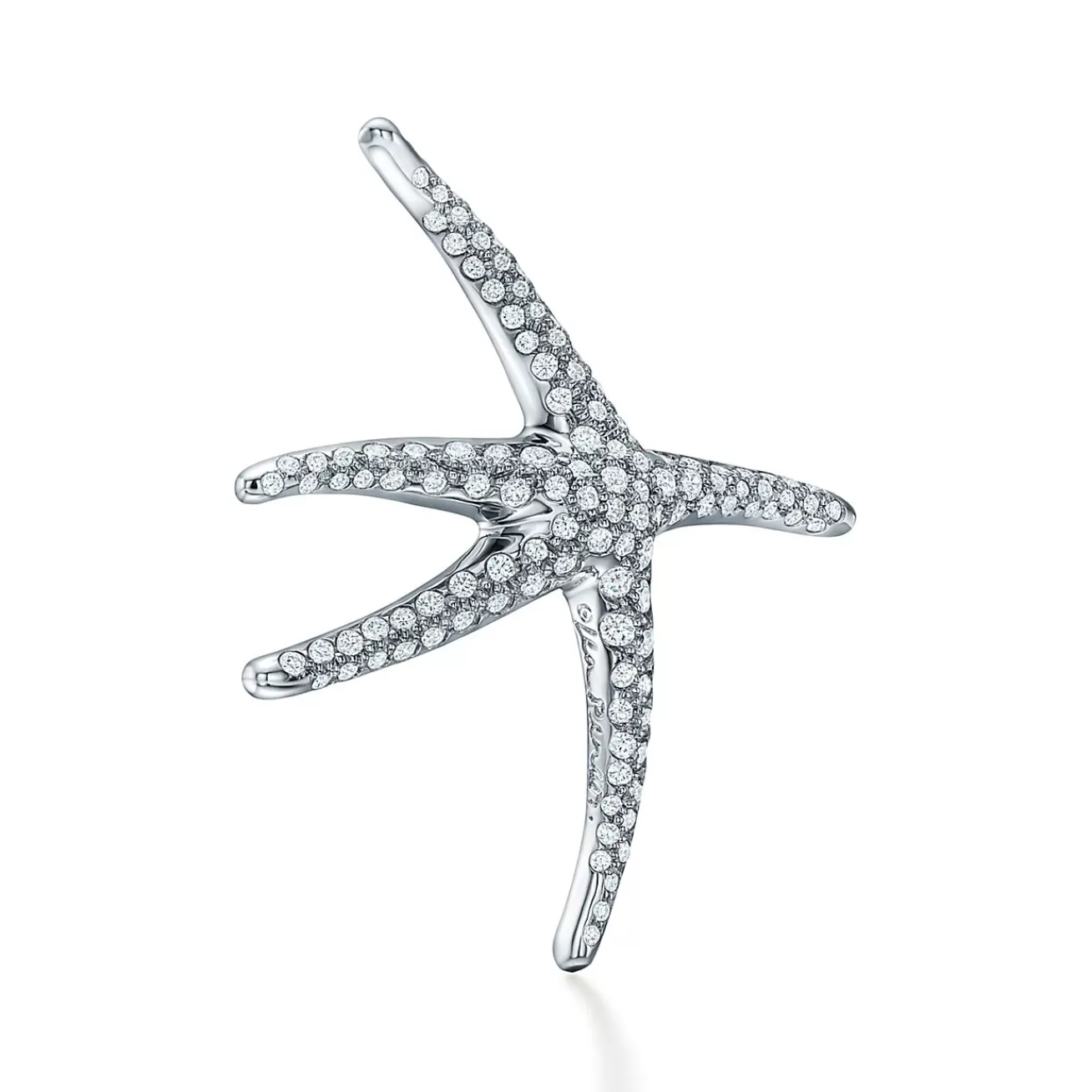 Tiffany & Co. Elsa Peretti® Starfish brooch in platinum with pavé diamonds. | ^ Brooches | Platinum Jewelry
