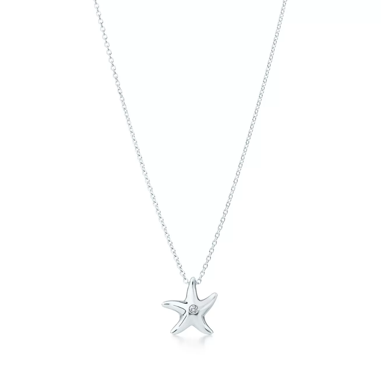 Tiffany & Co. Elsa Peretti® Starfish pendant in sterling silver with a diamond. | ^ Necklaces & Pendants | Sterling Silver Jewelry