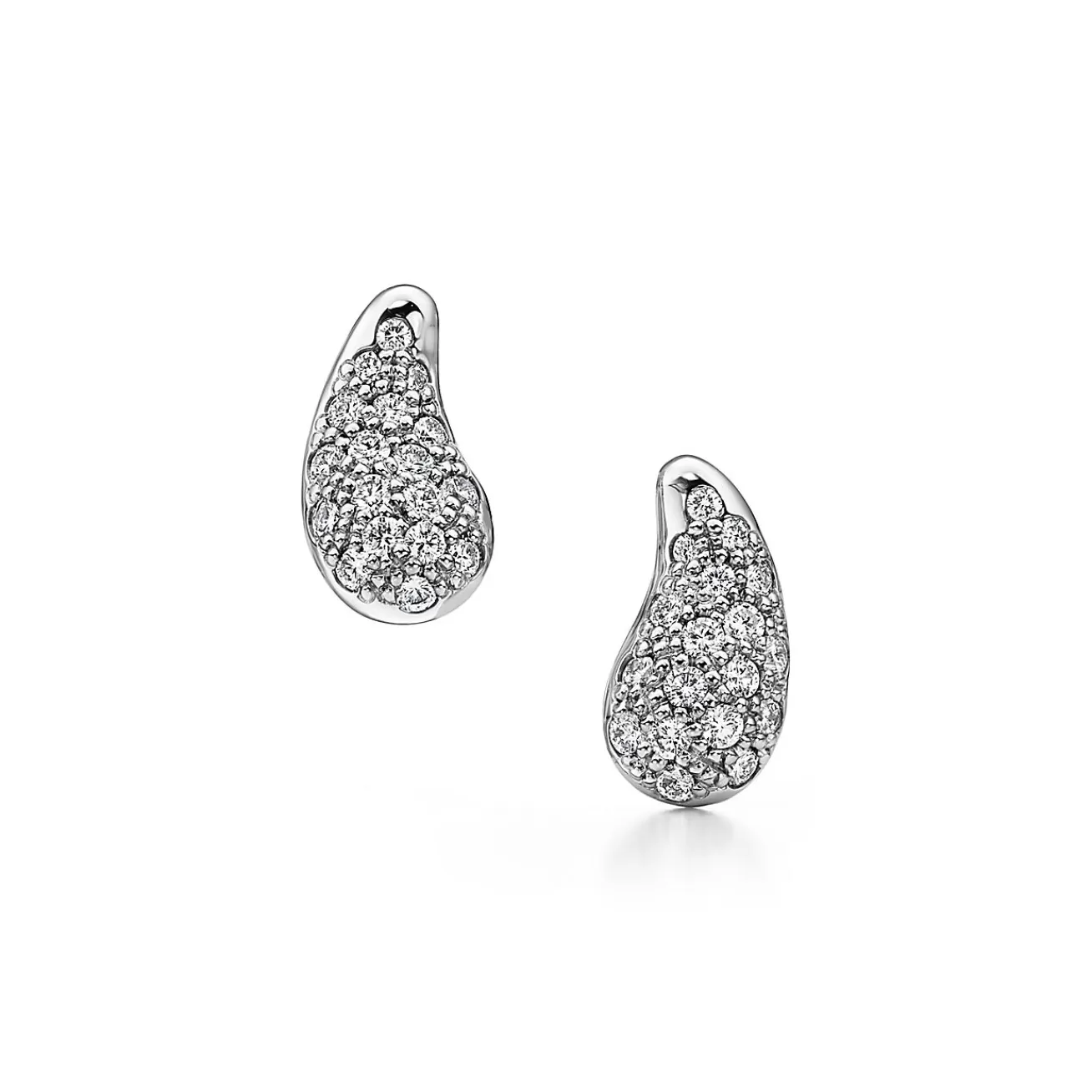 Tiffany & Co. Elsa Peretti® Teardrop earrings in platinum with diamonds. | ^ Earrings | Elsa Peretti®