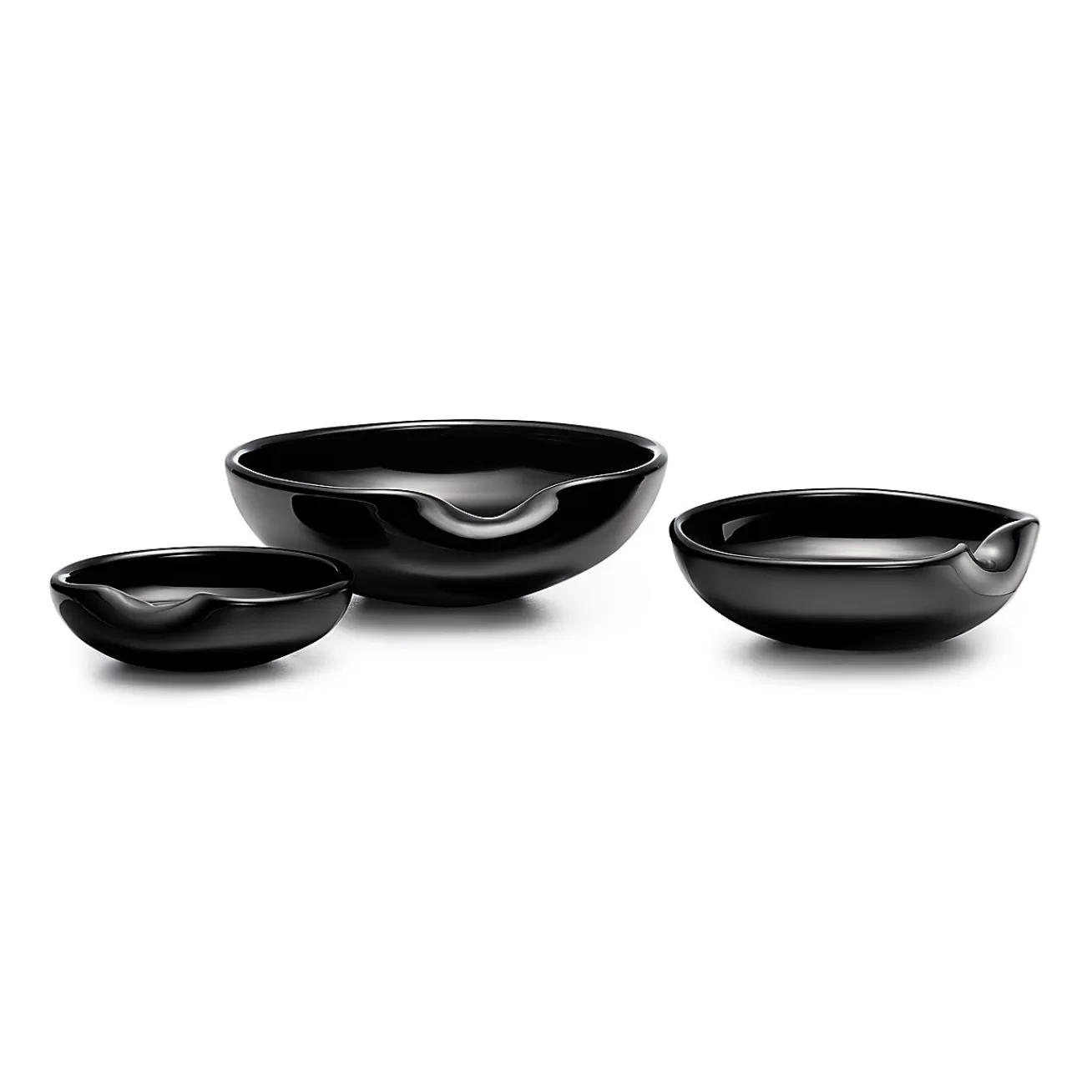 Tiffany & Co. Elsa Peretti® Thumbprint Dishes in Black Venetian Glass, Set of Three | ^ Tableware | Elsa Peretti Home