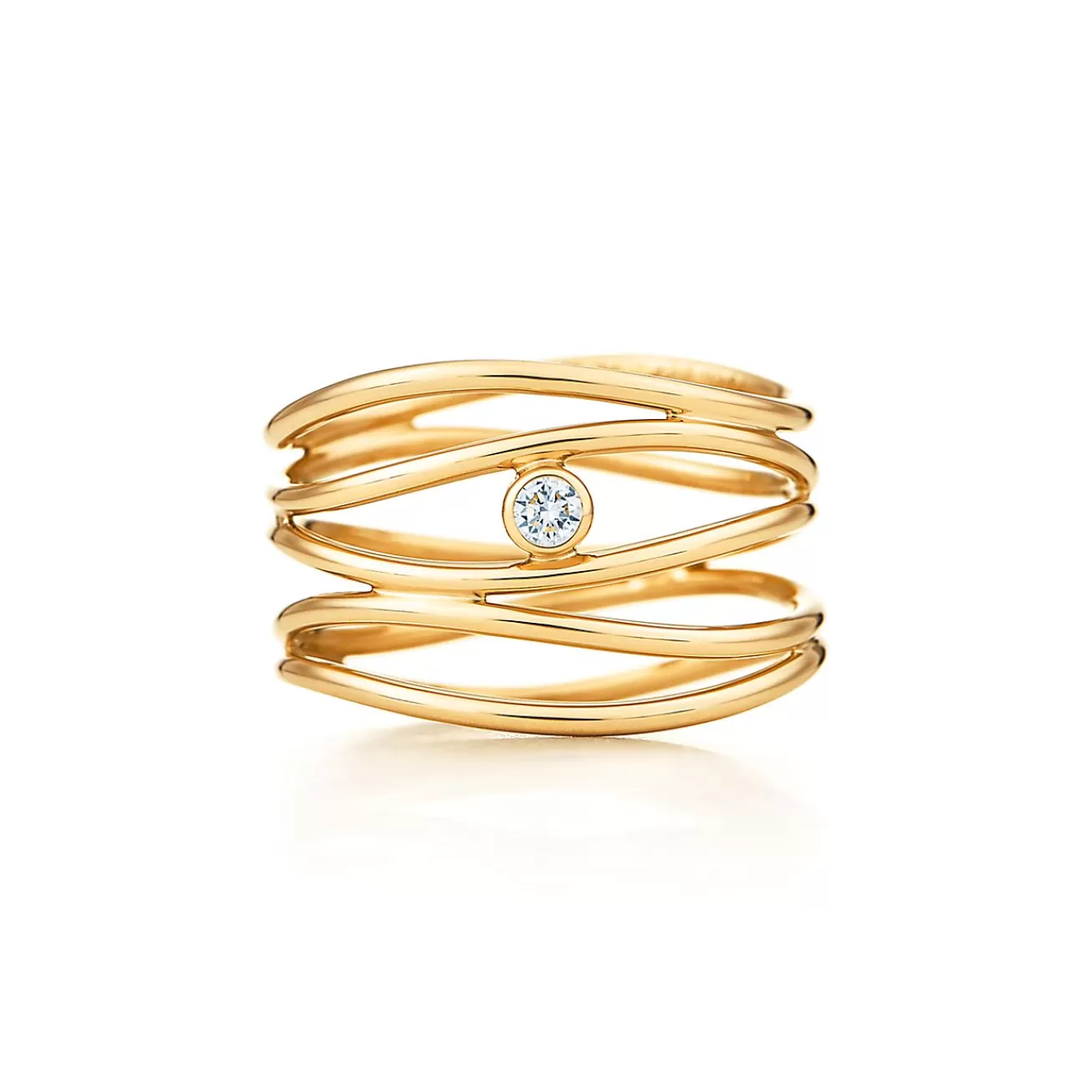 Tiffany & Co. Elsa Peretti® Wave five-row diamond ring in 18k gold. | ^ Rings | Gold Jewelry
