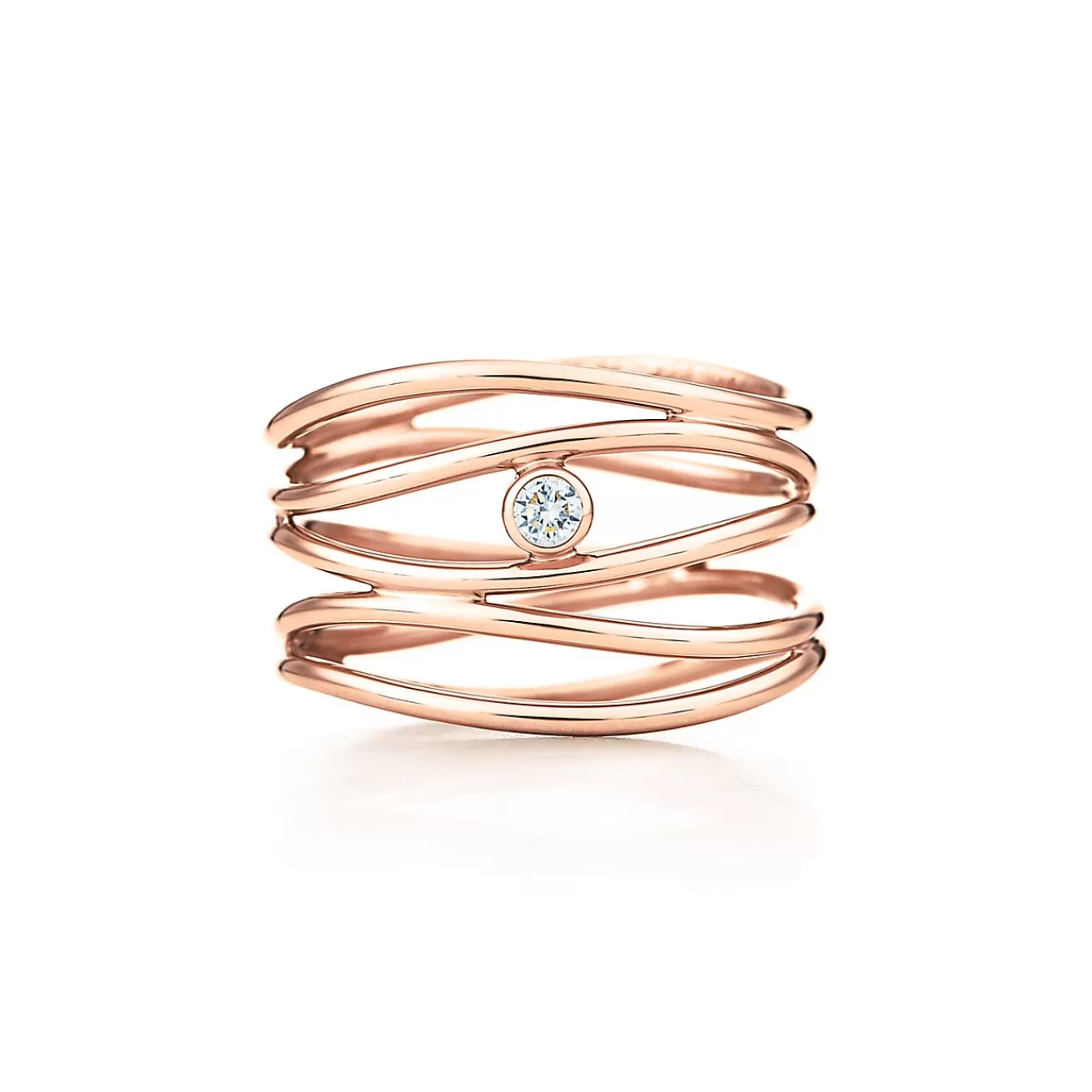 Tiffany & Co. Elsa Peretti® Wave five-row diamond ring in 18k rose gold. | ^ Rings | Rose Gold Jewelry