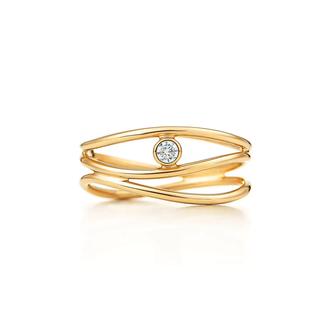 Tiffany & Co. Elsa Peretti® Wave three-row diamond ring in 18k gold. | ^ Rings | Gold Jewelry