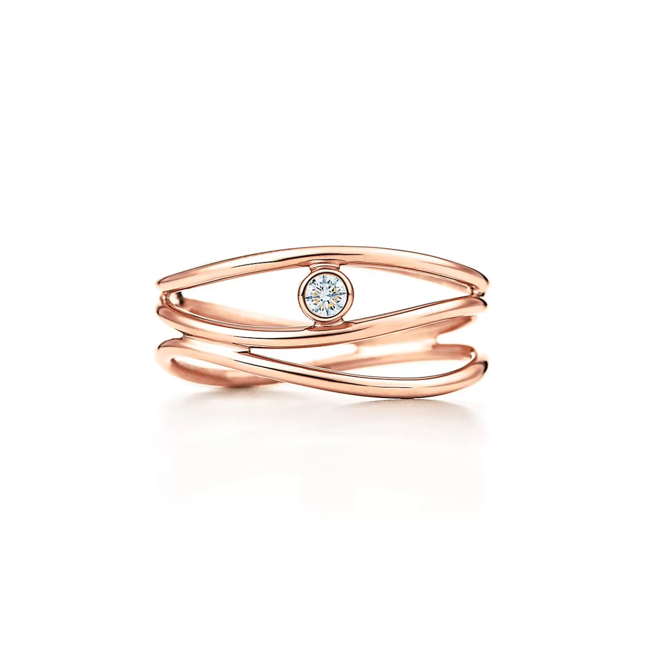 Tiffany & Co. Elsa Peretti® Wave three-row diamond ring in 18k rose gold. | ^ Rings | Rose Gold Jewelry