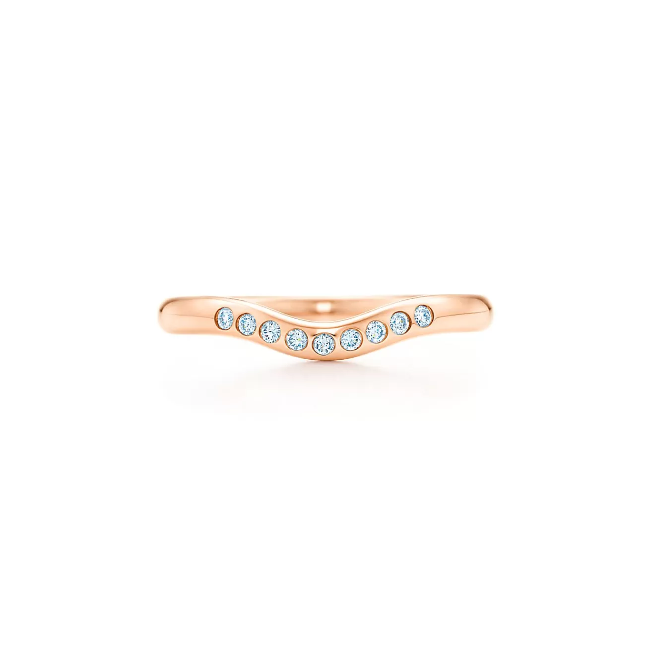 Tiffany & Co. Elsa Peretti® wedding band in 18k rose gold with diamonds, 2 mm wide. | ^ Rings | Rose Gold Jewelry