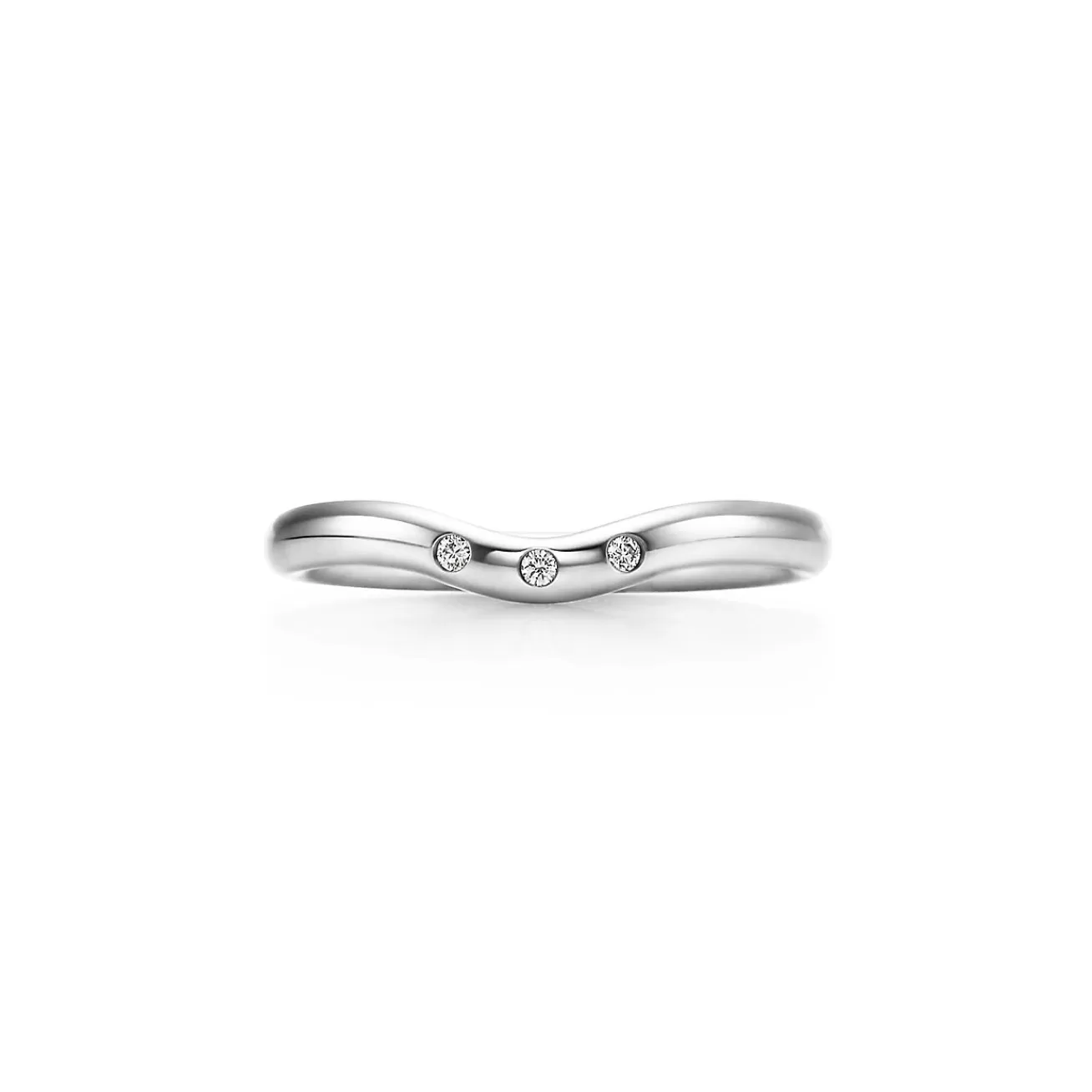 Tiffany & Co. Elsa Peretti® wedding band in platinum with diamonds, 2 mm wide. | ^ Rings | Platinum Jewelry
