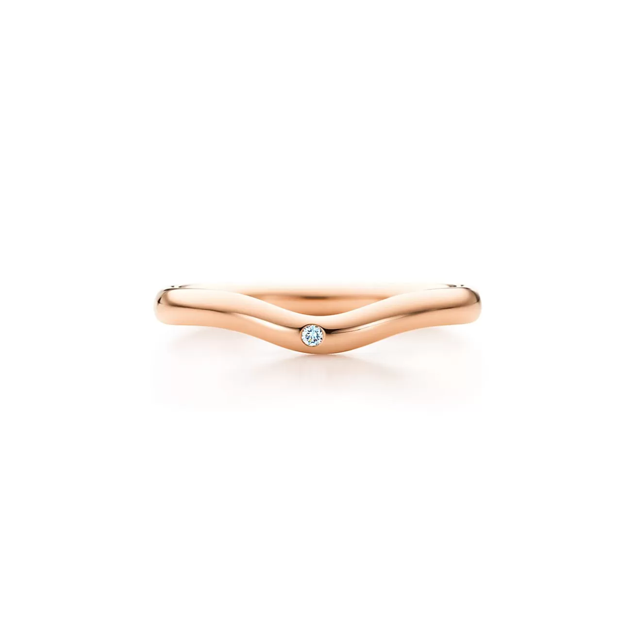 Tiffany & Co. Elsa Peretti® wedding band ring with a diamond in 18k rose gold, 2 mm wide. | ^Women Rings | Rose Gold Jewelry