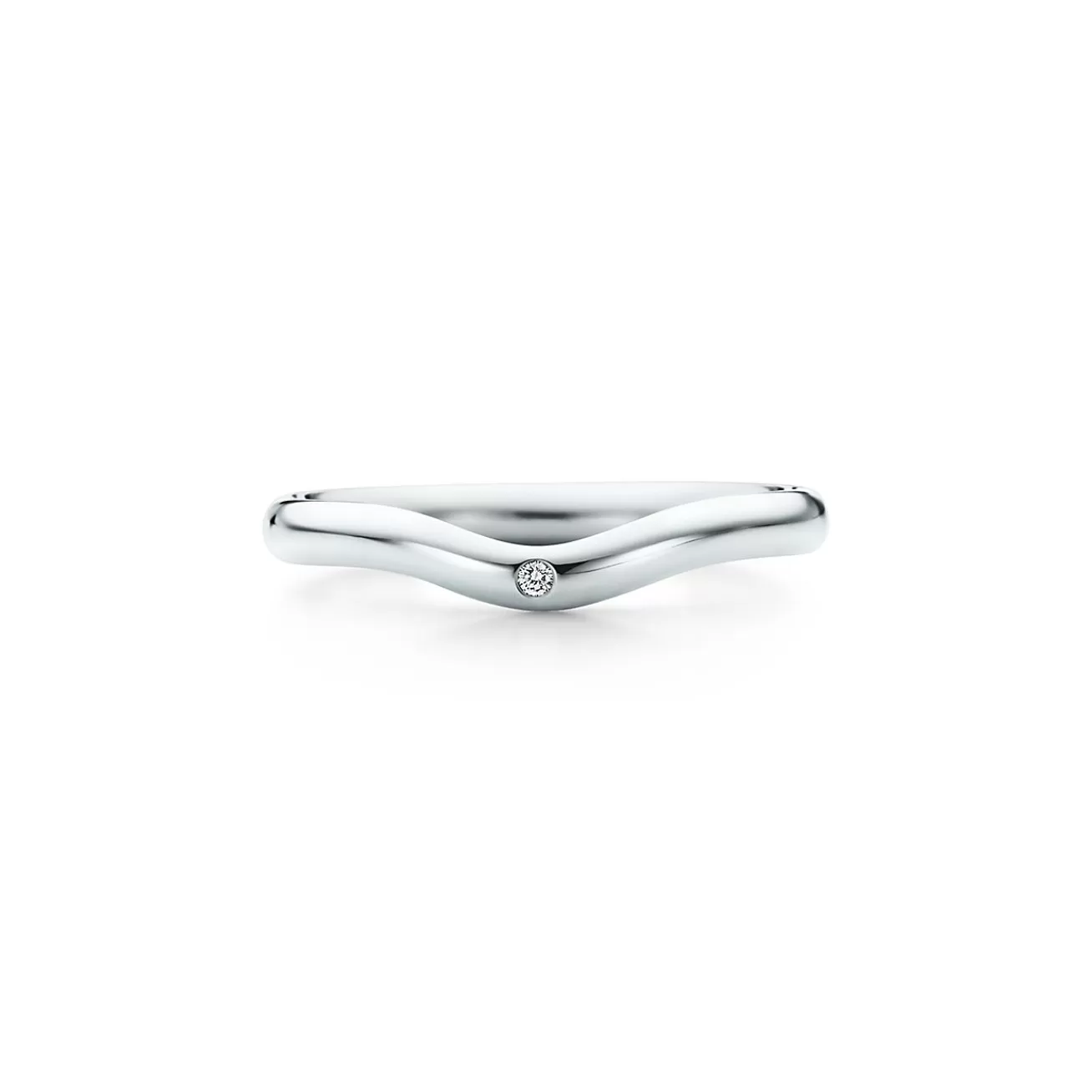 Tiffany & Co. Elsa Peretti® wedding band ring with a diamond in platinum, 2 mm wide. | ^Women Rings | Platinum Jewelry