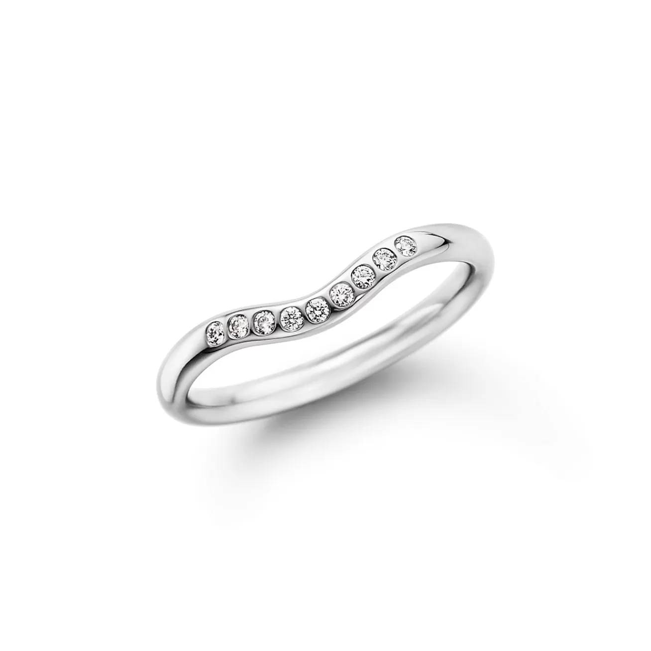 Tiffany & Co. Elsa Peretti® wedding band ring with diamonds in platinum. | ^ Rings | Stacking Rings
