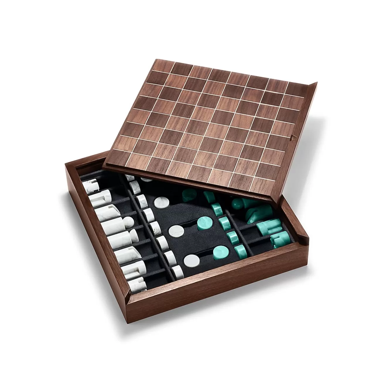 Tiffany & Co. Everyday Objects amazonite and wood chess and checkers set. | ^ Him | Gifts for Him