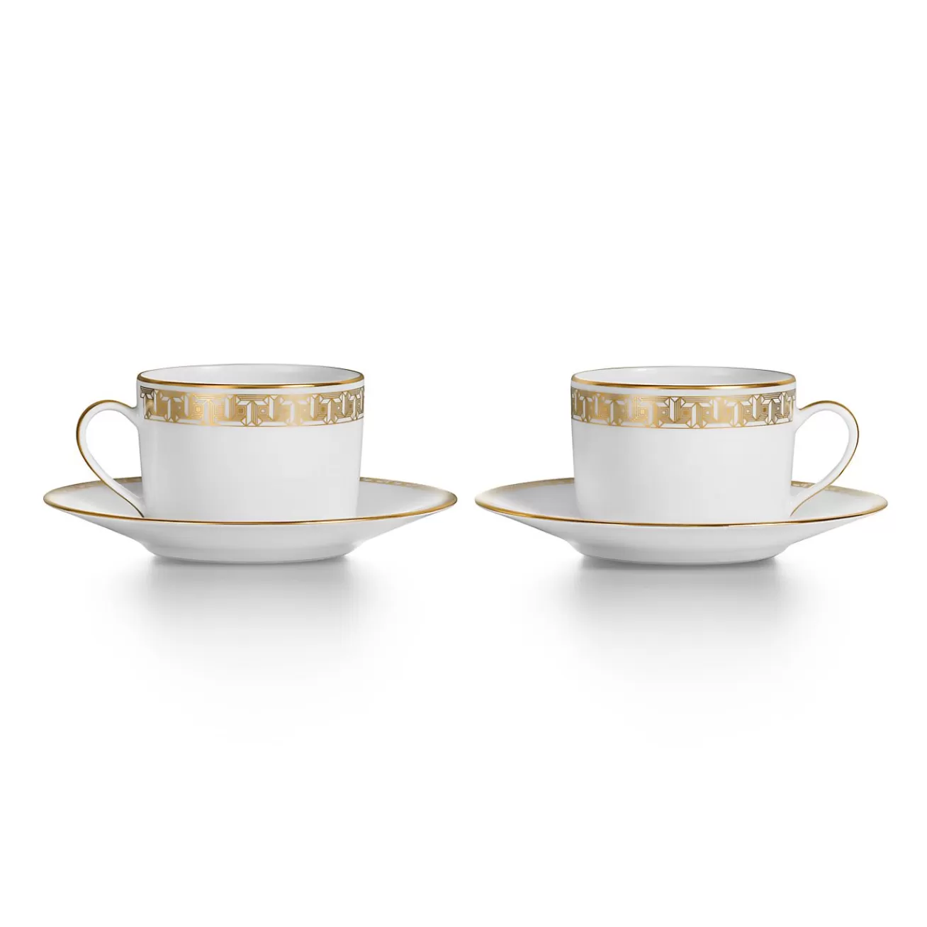 Tiffany & Co. Gold Tiffany T True Cup and Saucer Set of Two, with Gold Rims | ^ Tableware | Coffee & Tea