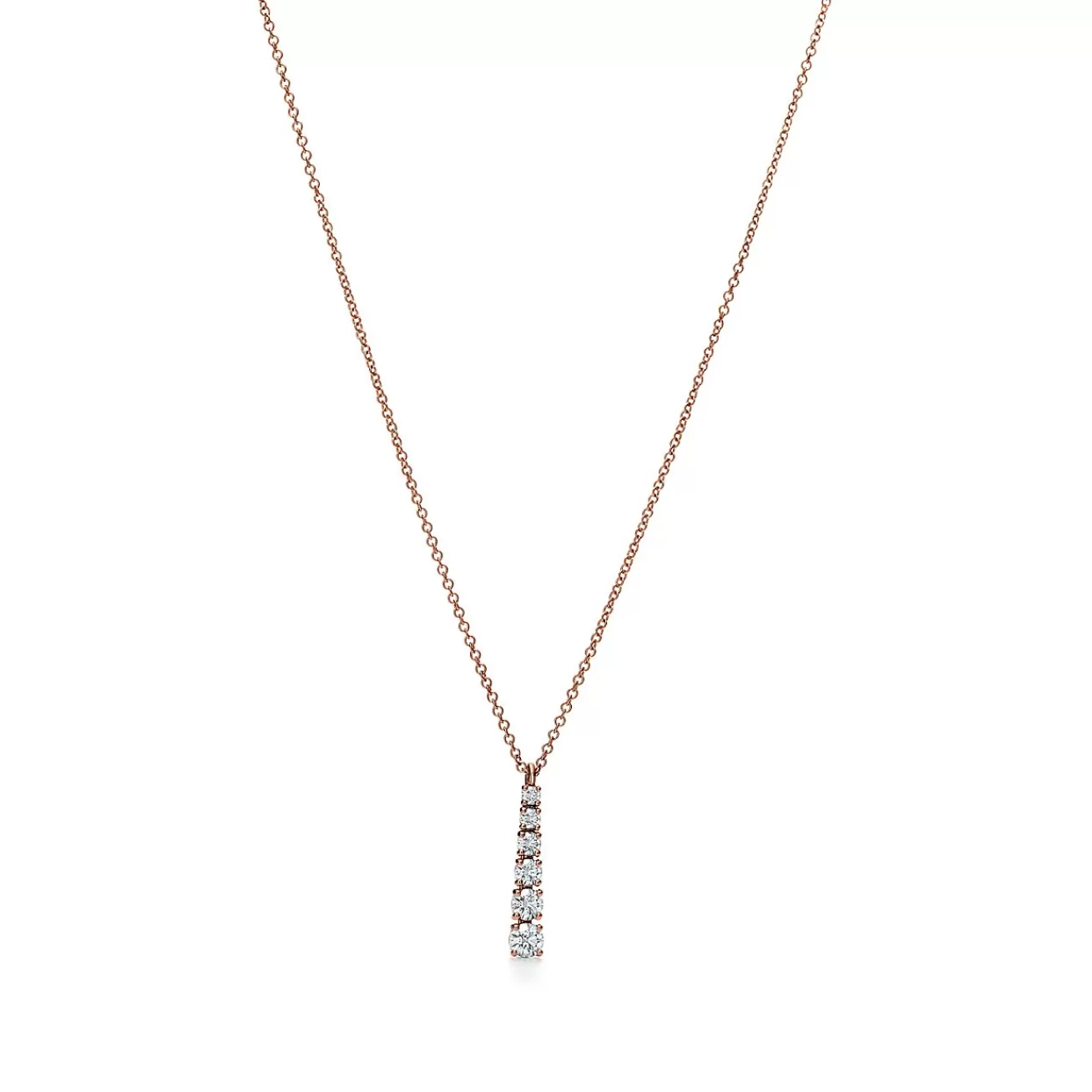 Tiffany & Co. Graduated drop pendant in 18k rose gold with diamonds. | ^ Necklaces & Pendants | Rose Gold Jewelry