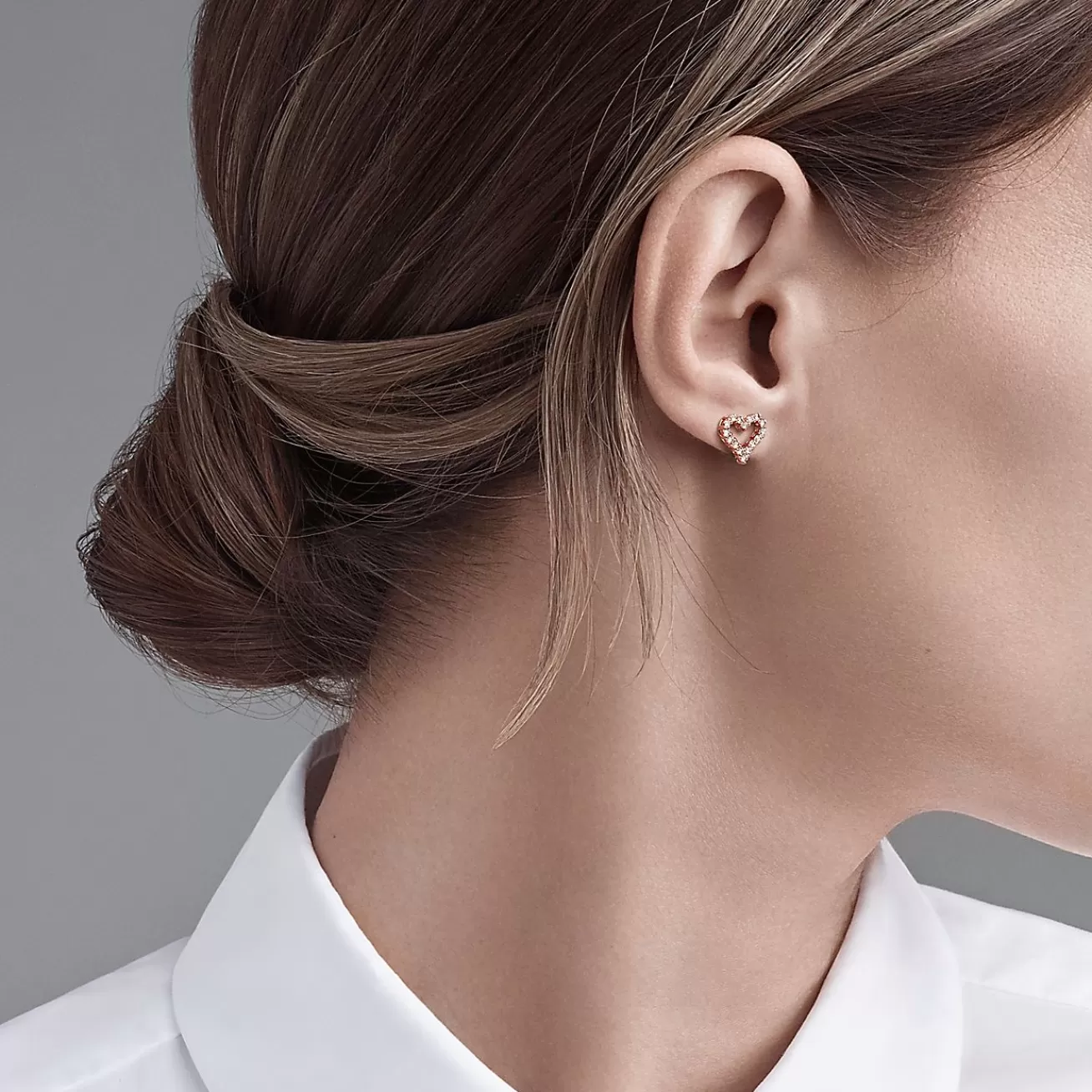 Tiffany & Co. Heart earrings in 18k rose gold with diamonds, extra mini. | ^ Earrings | Rose Gold Jewelry