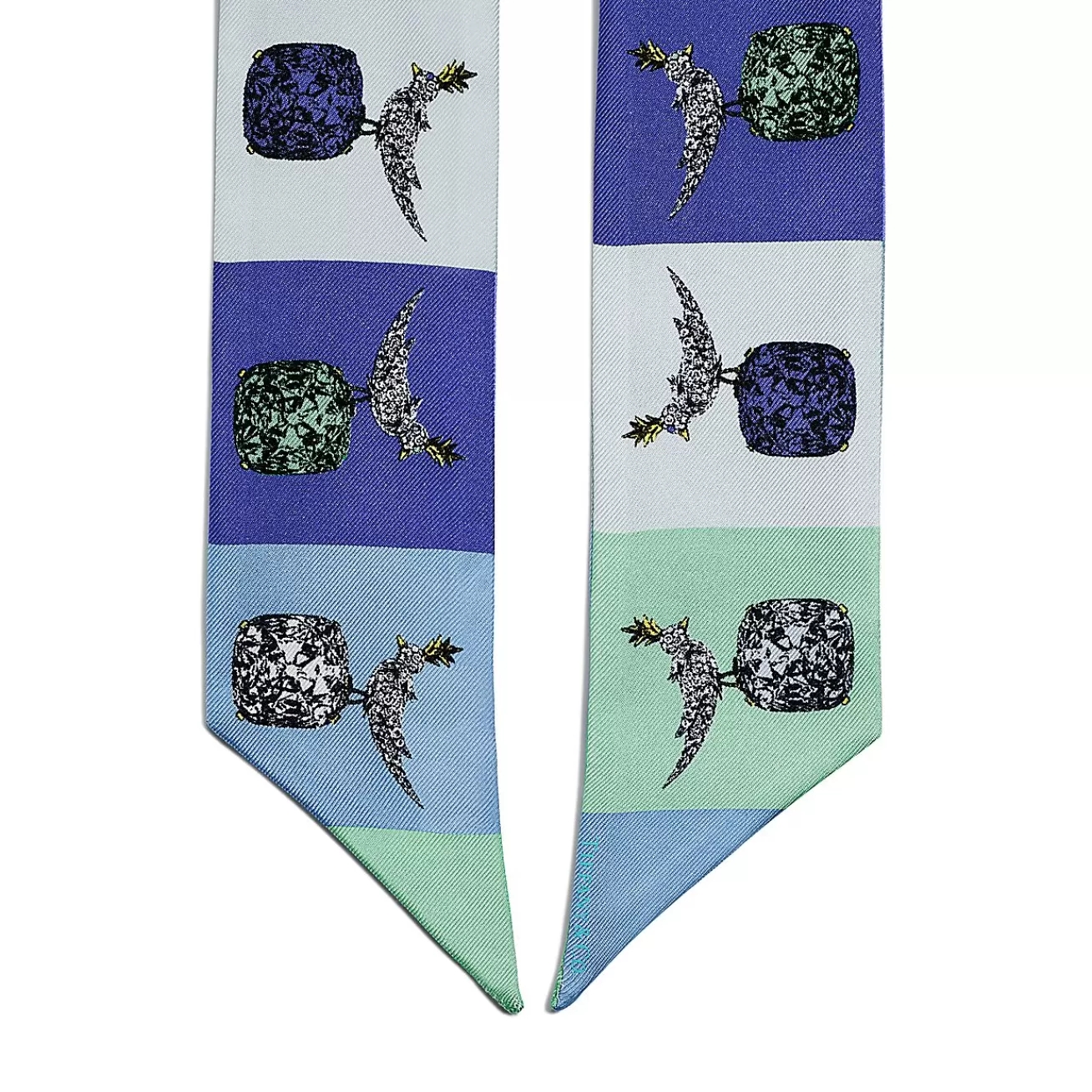Tiffany & Co. Jean Schlumberger by Tiffany Bird on a Rock Ribbon Scarf in Infinity Blue Silk | ^Women Scarves & Stoles | Women's Accessories