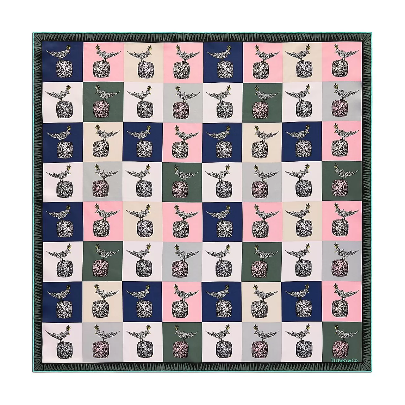 Tiffany & Co. Jean Schlumberger by Tiffany Bird on a Rock Square Scarf in Crystal Pink Silk | ^Women Scarves & Stoles | Women's Accessories