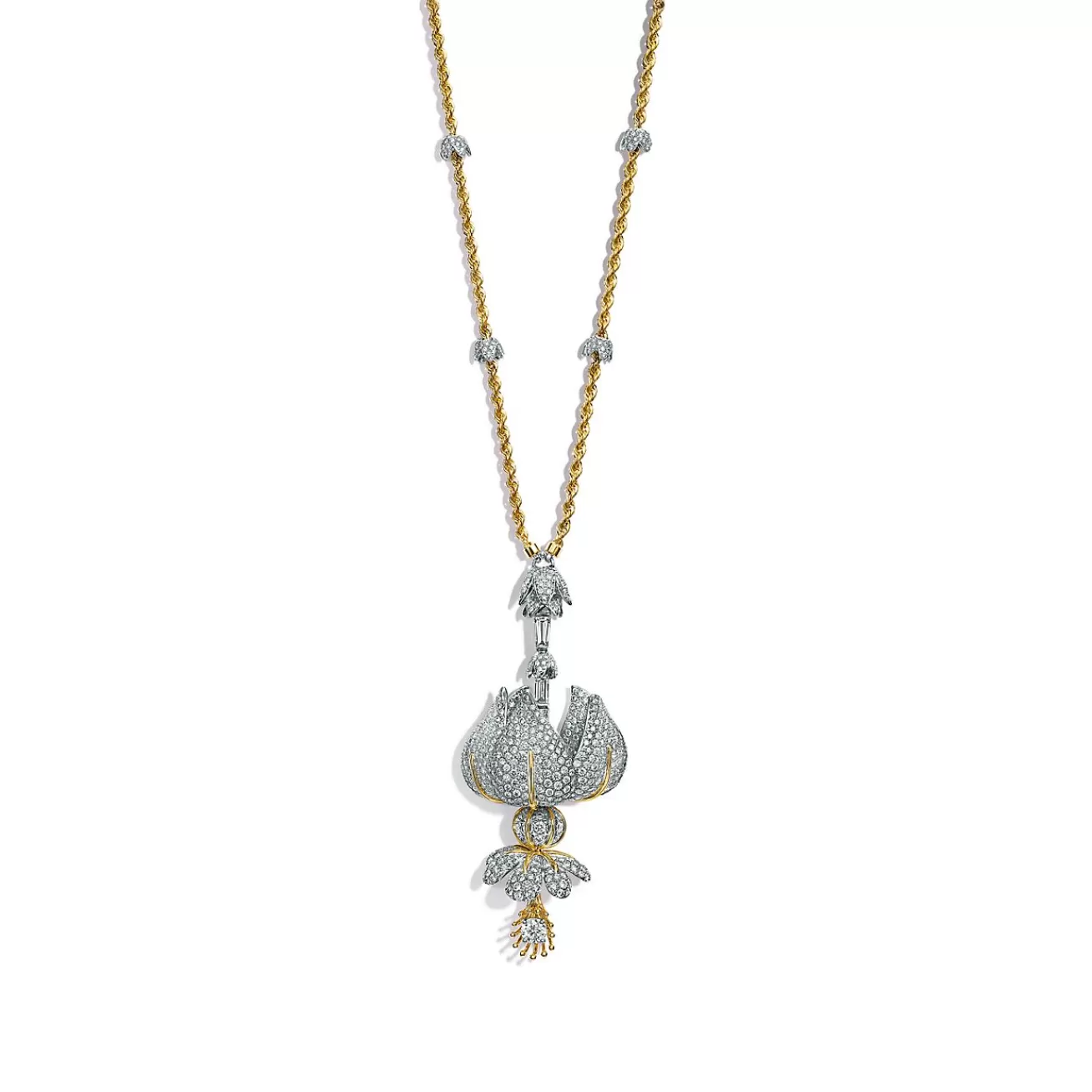 Tiffany & Co. Jean Schlumberger diamond flower pendant in 18k gold and platinum. | ^ Jean Schlumberger by Tiffany