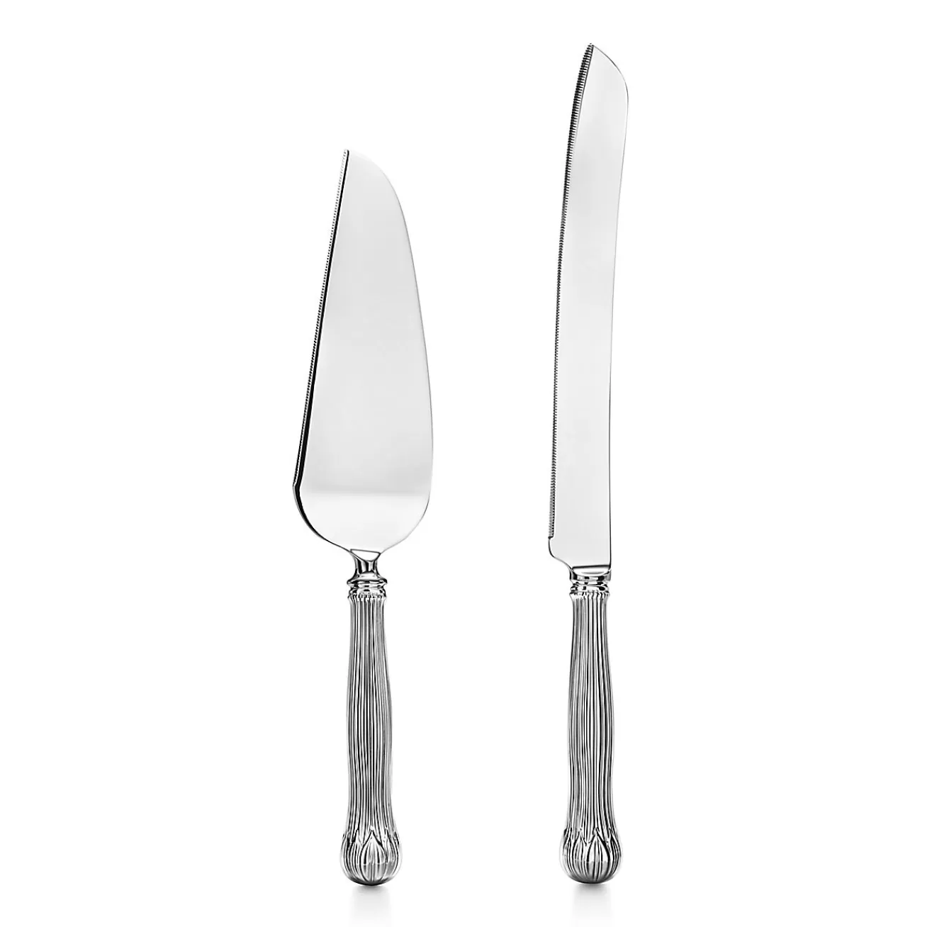 Tiffany & Co. Lotus cake knife and server in sterling silver. | ^ The Couple | Wedding Gifts