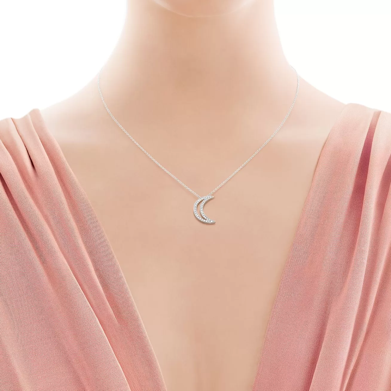 Tiffany & Co. Moon pendant. Diamonds, platinum. | ^ Necklaces & Pendants | Dainty Jewelry