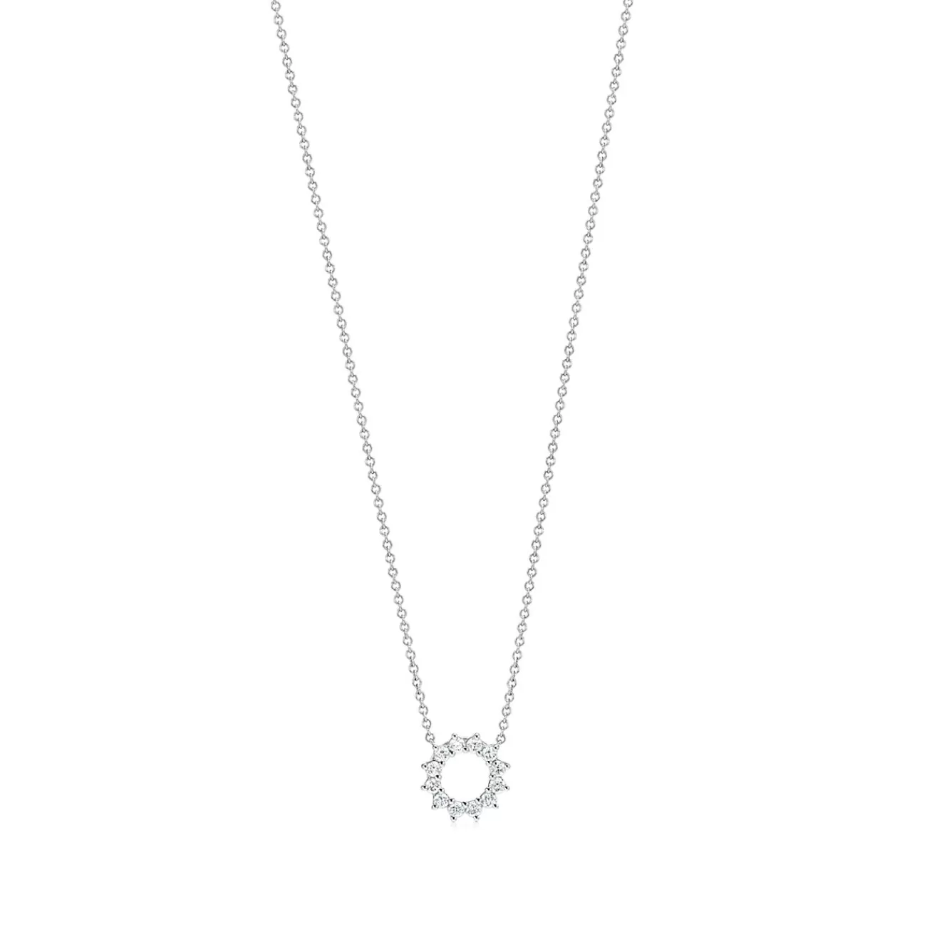 Tiffany & Co. Open circle pendant in platinum with diamonds, mini. | ^ Necklaces & Pendants | Dainty Jewelry