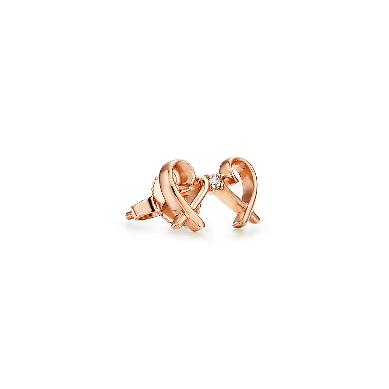 Tiffany & Co. Paloma Picasso® Double Loving Heart earrings in 18k rose gold with diamonds. | ^ Earrings | Rose Gold Jewelry