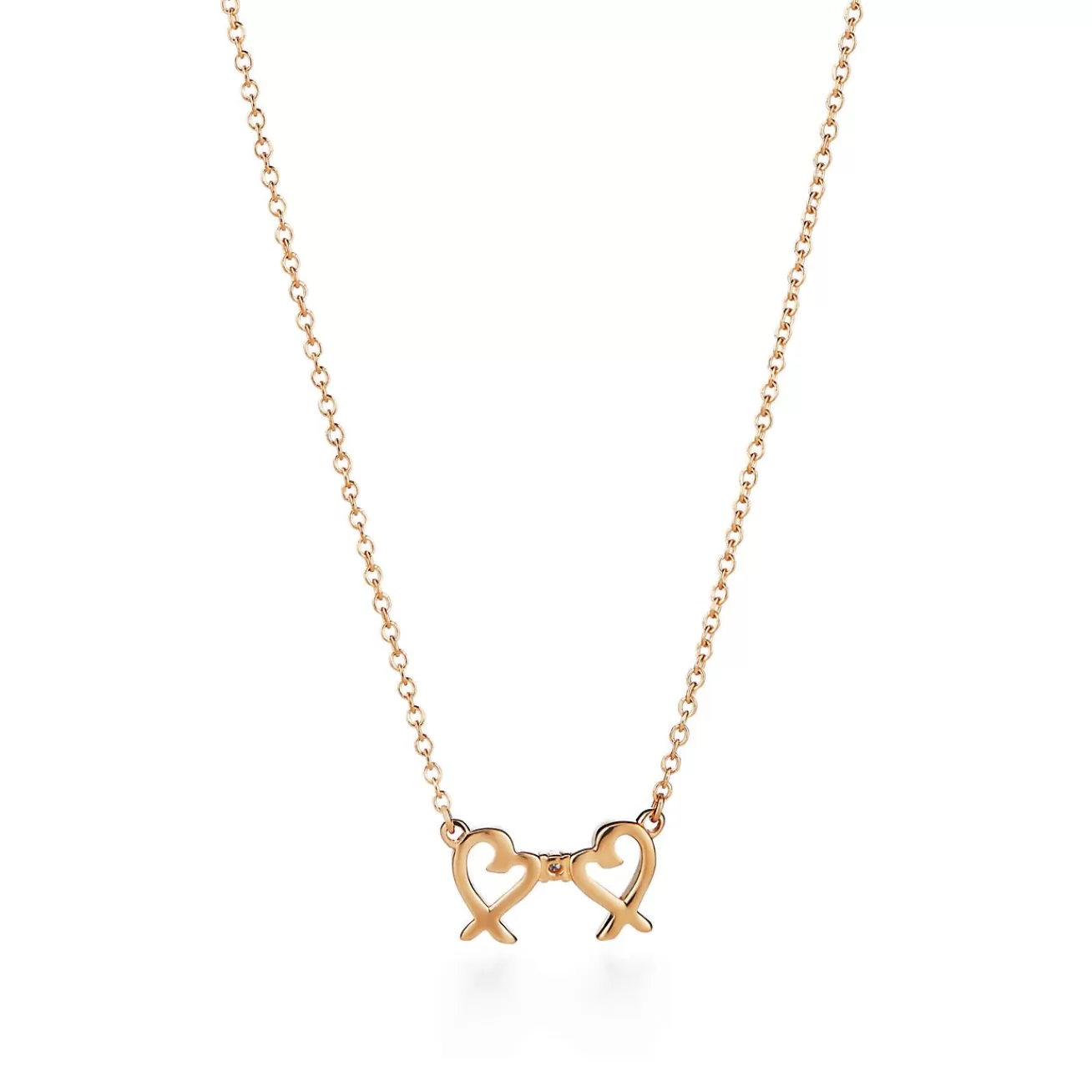Tiffany & Co. Paloma Picasso® Double Loving Heart pendant in 18k gold with diamonds. | ^ Necklaces & Pendants | Gold Jewelry
