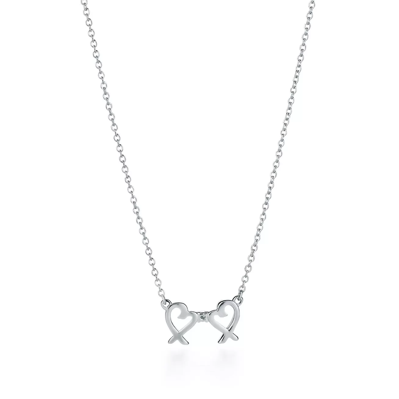 Tiffany & Co. Paloma Picasso® Double Loving Heart pendant in sterling silver with diamonds. | ^ Necklaces & Pendants | Sterling Silver Jewelry