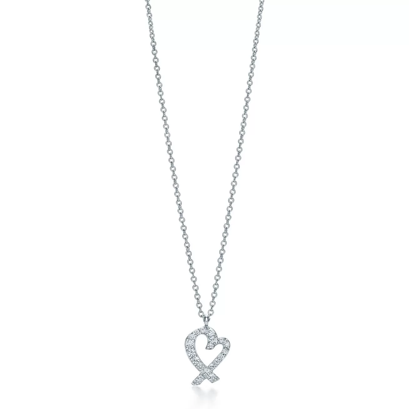 Tiffany & Co. Paloma Picasso® Loving Heart pendant in 18k white gold with diamonds. | ^ Necklaces & Pendants | Diamond Jewelry