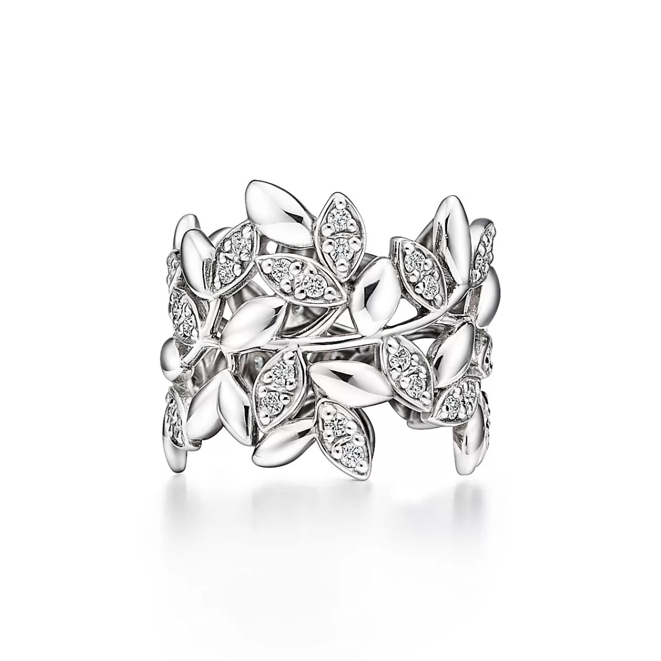 Tiffany & Co. Paloma Picasso® Olive Leaf Band Ring in White Gold with Diamonds | ^ Rings | Diamond Jewelry