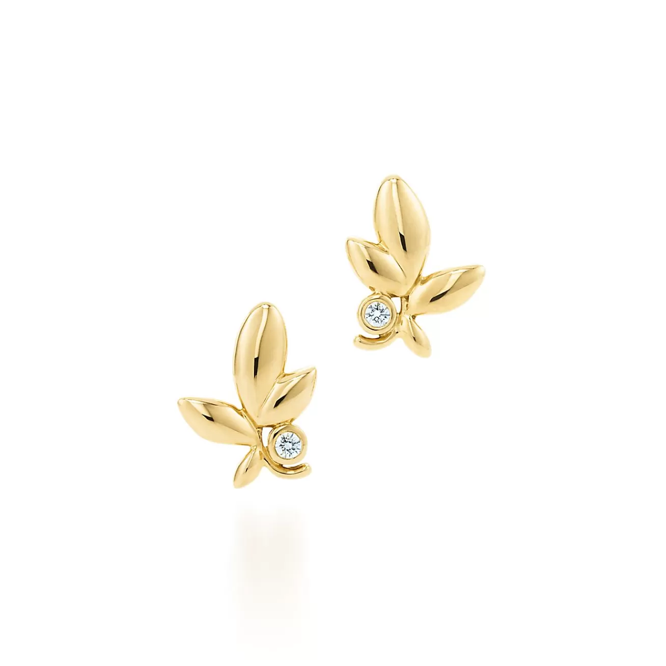 Tiffany & Co. Paloma Picasso® Olive Leaf earrings in 18k gold with diamonds. | ^ Earrings | Gifts for Her