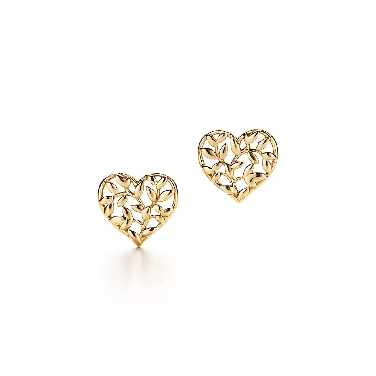 Tiffany & Co. Paloma Picasso® Olive Leaf heart earrings in 18k gold. | ^ Earrings | Gold Jewelry