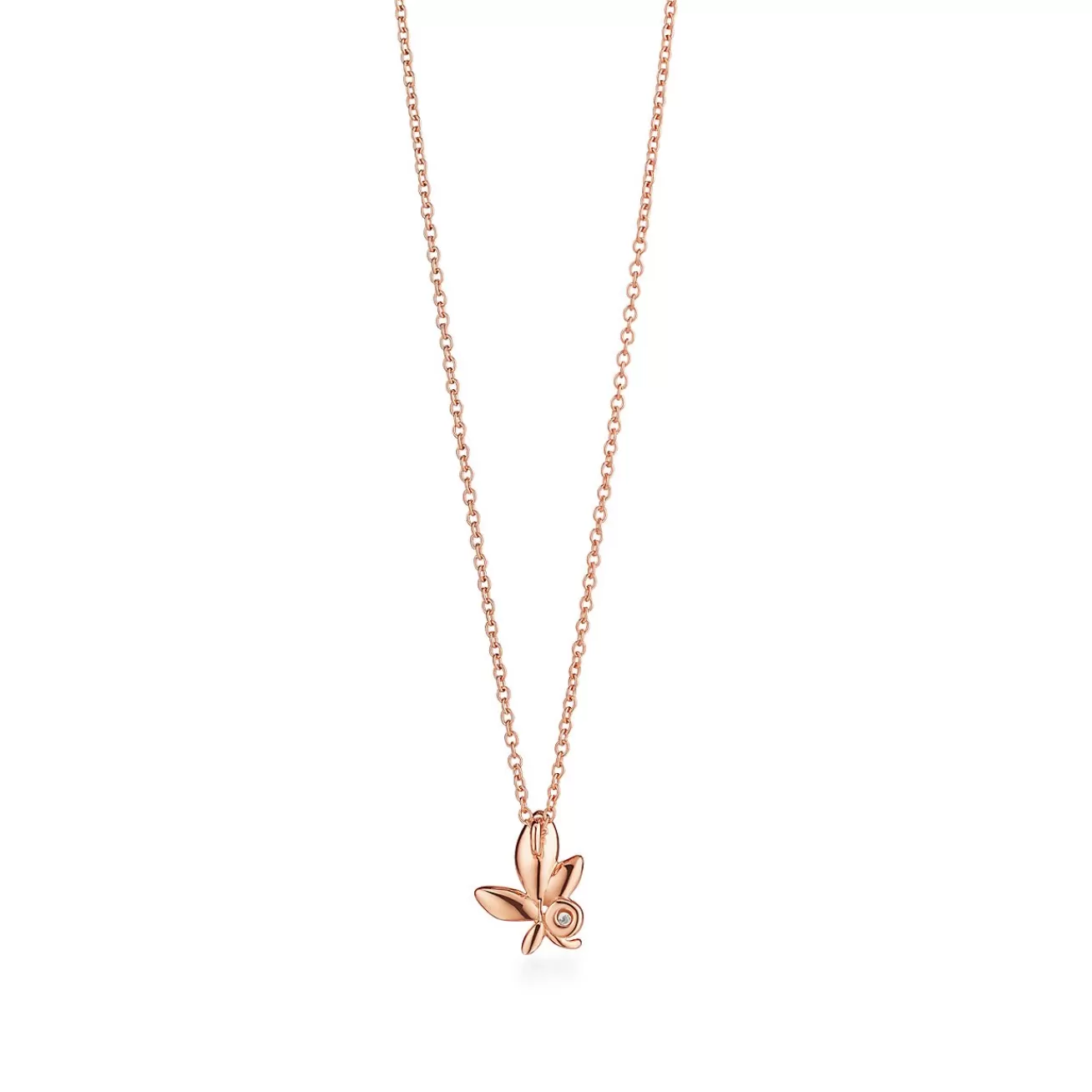 Tiffany & Co. Paloma Picasso® Olive Leaf pendant in 18k rose gold with a diamond, mini. | ^ Necklaces & Pendants | Rose Gold Jewelry