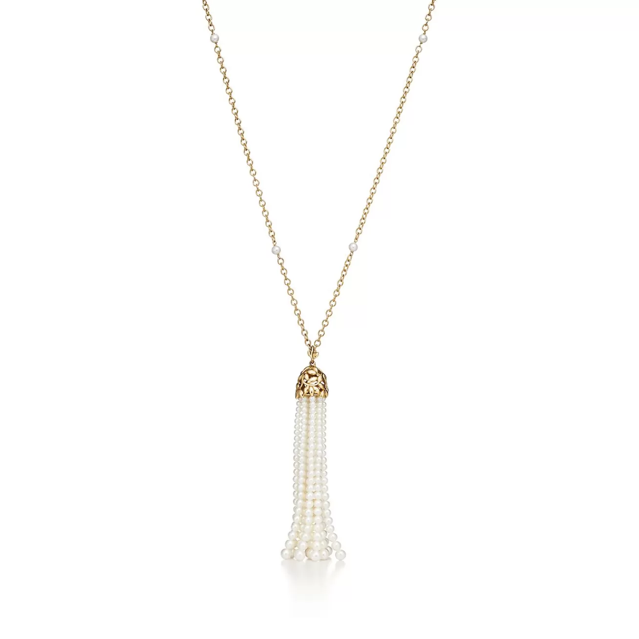 Tiffany & Co. Paloma Picasso® Olive Leaf tassel necklace in 18k gold with pearls, large. | ^ Necklaces & Pendants | Gold Jewelry