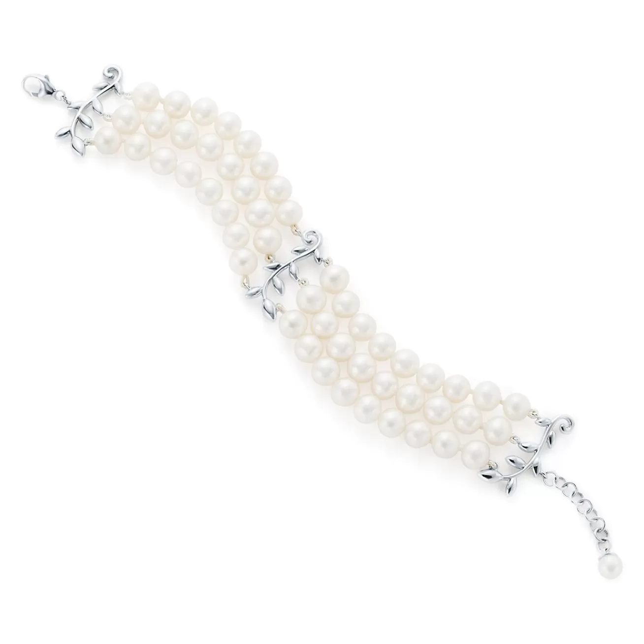 Tiffany & Co. Paloma Picasso® Olive Leaf three-row pearl bracelet in sterling silver. | ^ Bracelets | Sterling Silver Jewelry